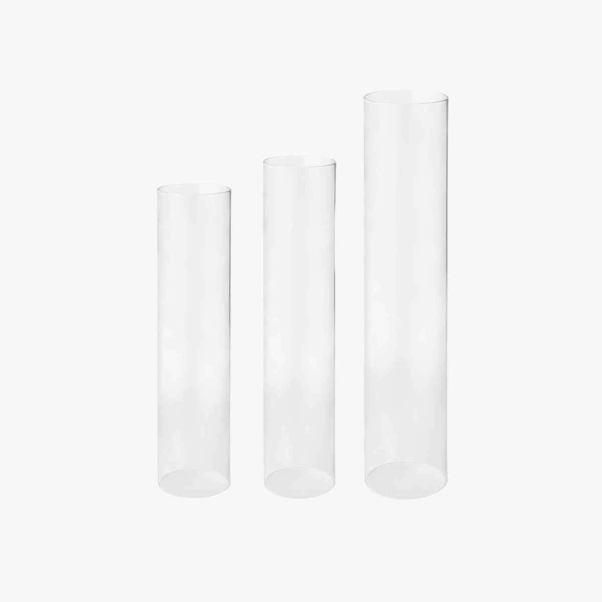 NEW! Set of 2 - Large Smooth Glass Candle Hurricane Covers - H48cm