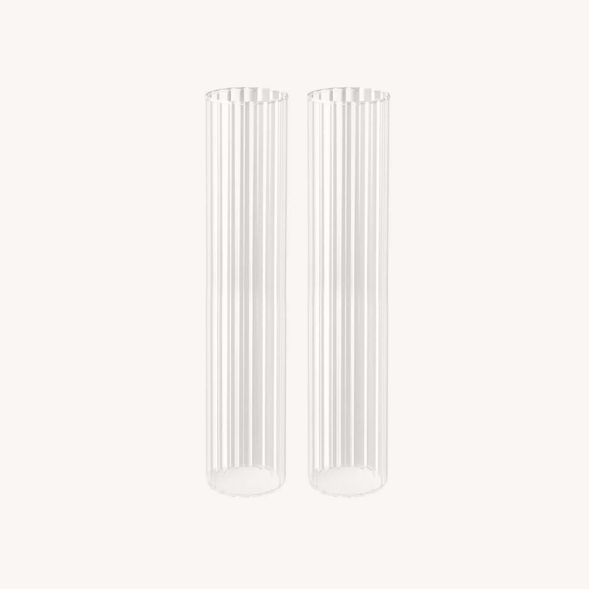 NEW! Set of 2 - Large Ribbed Glass Candle Hurricane Covers - H48cm
