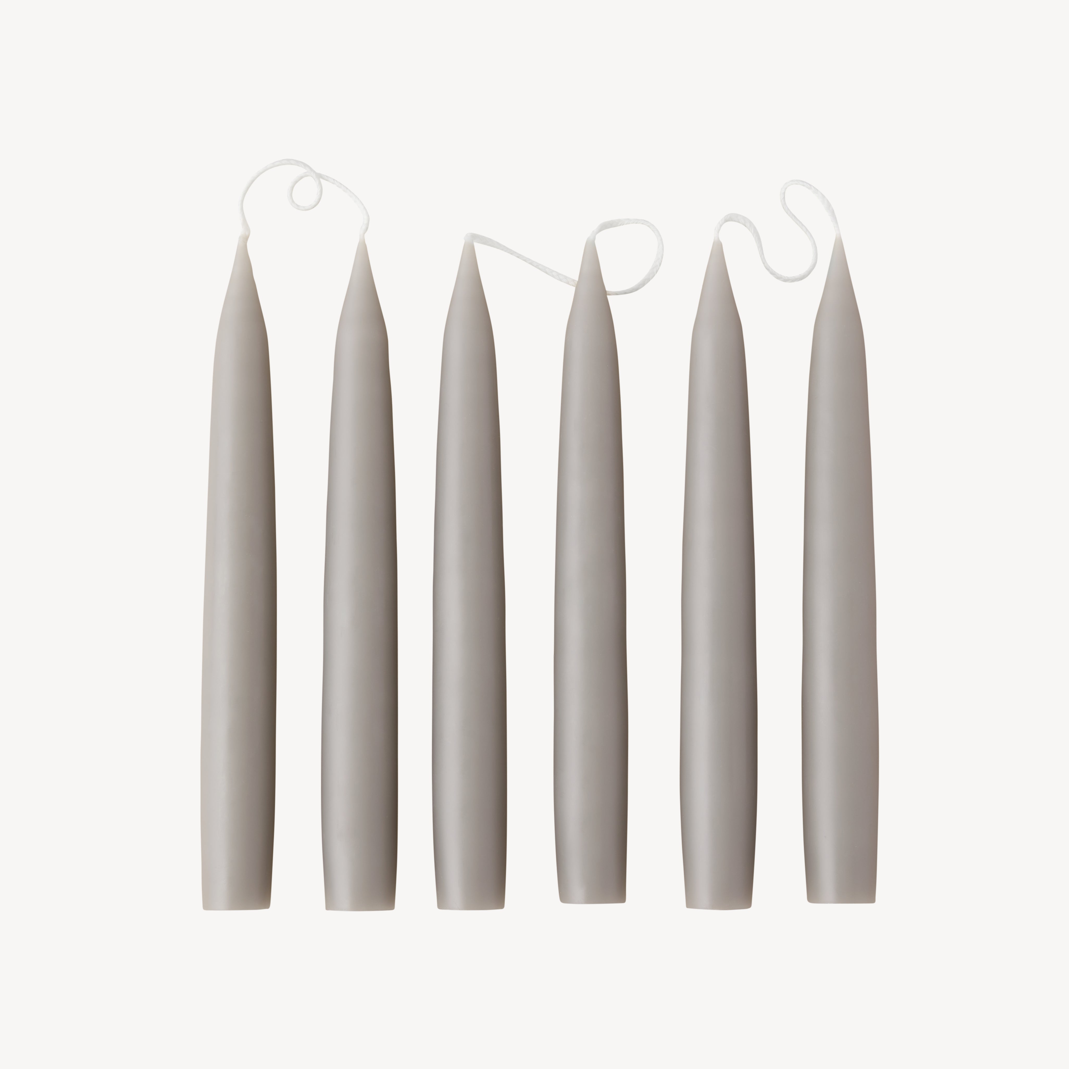 Box of 6 Candles - Taper 20 - Light Grey