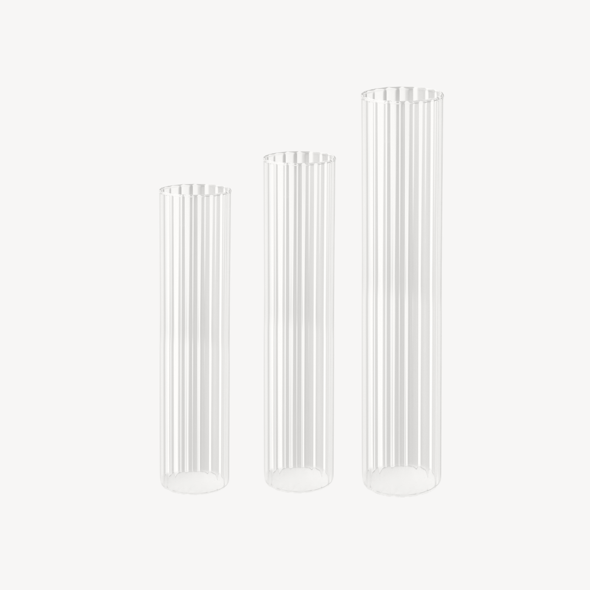 NEW! Set of 2 - Large Ribbed Glass Candle Hurricane Covers - H48cm