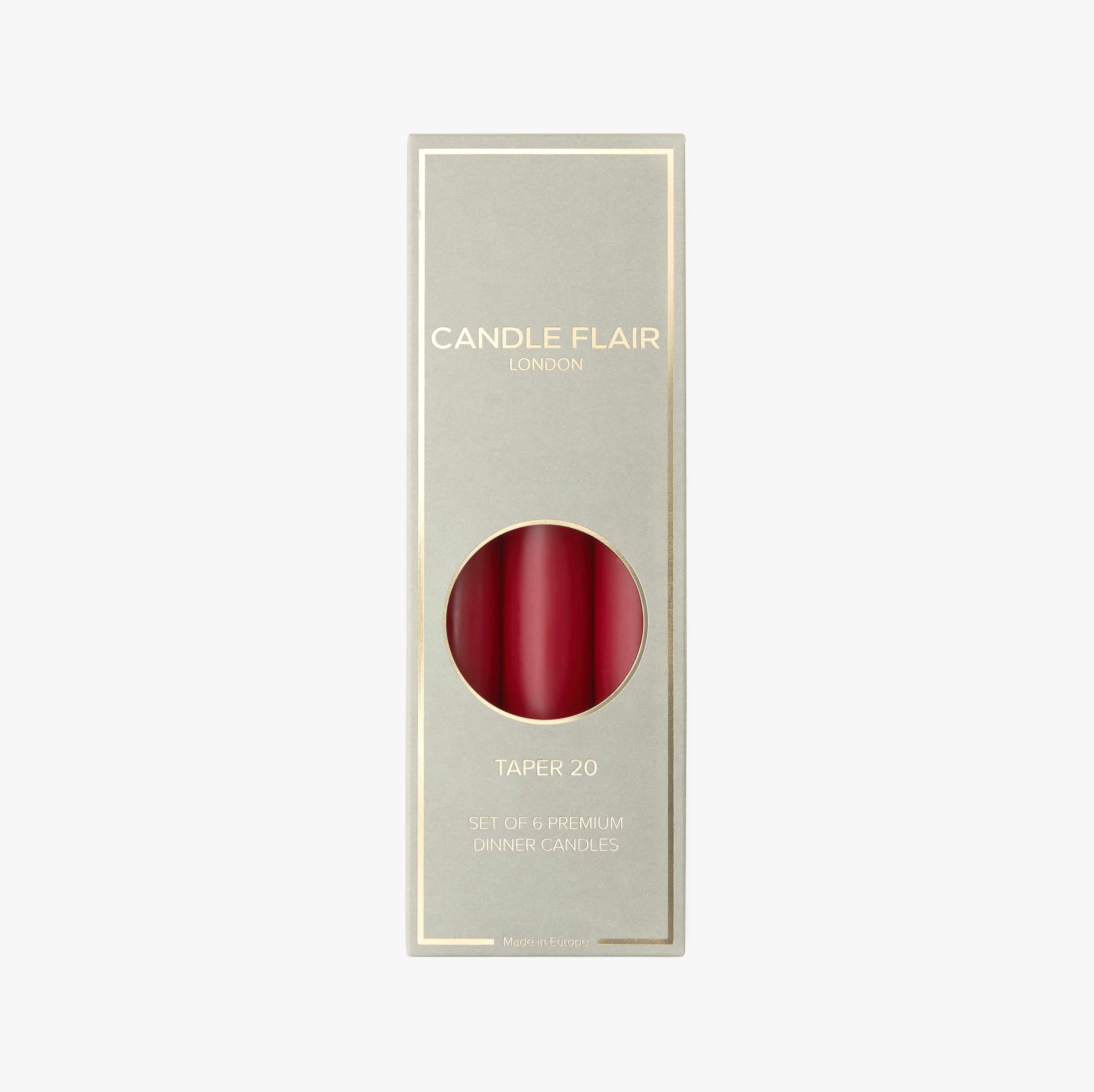 Box of 6 Candles - Taper 20 - Burgundy Red