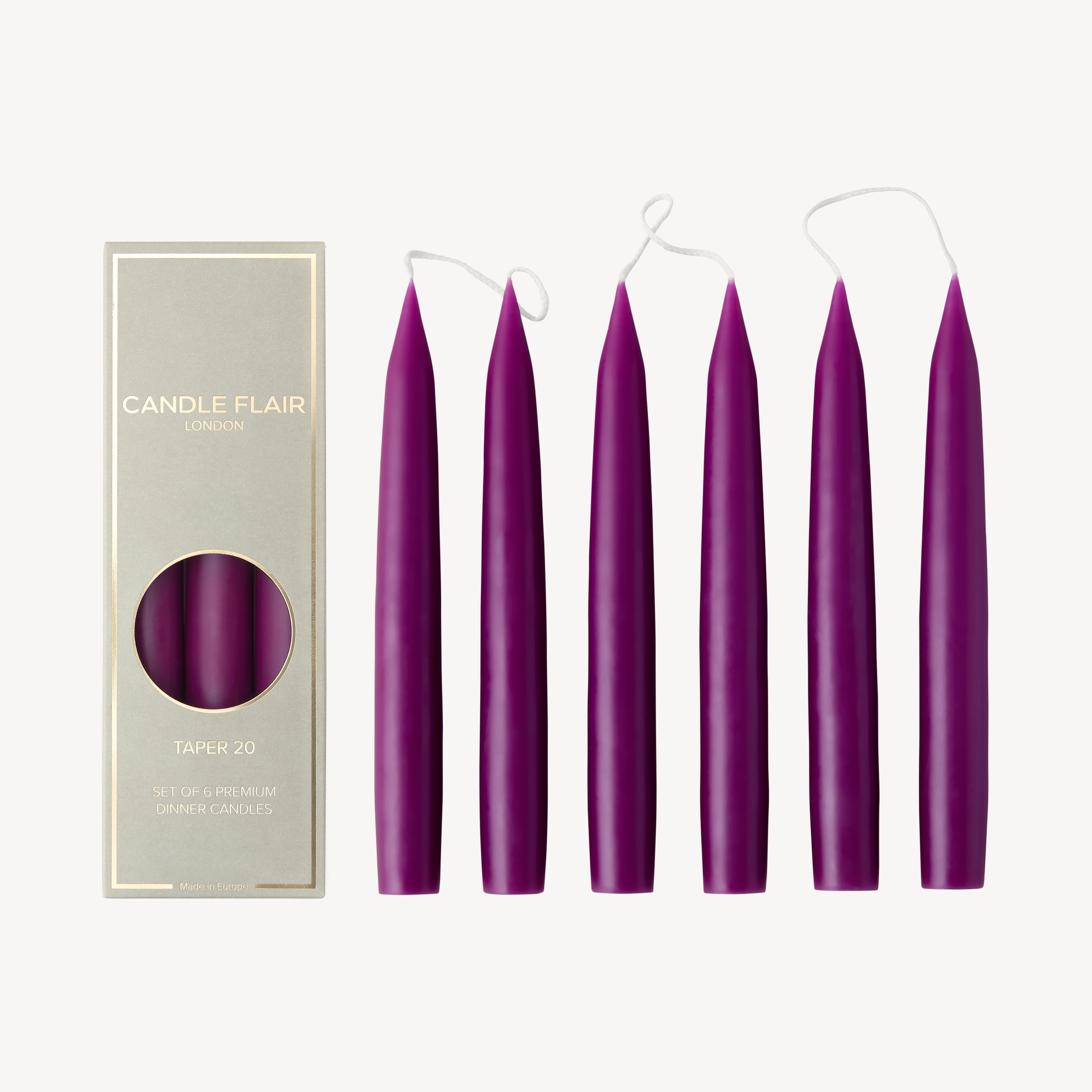 Box of 6 Candles - Taper 20 - Dark Heather
