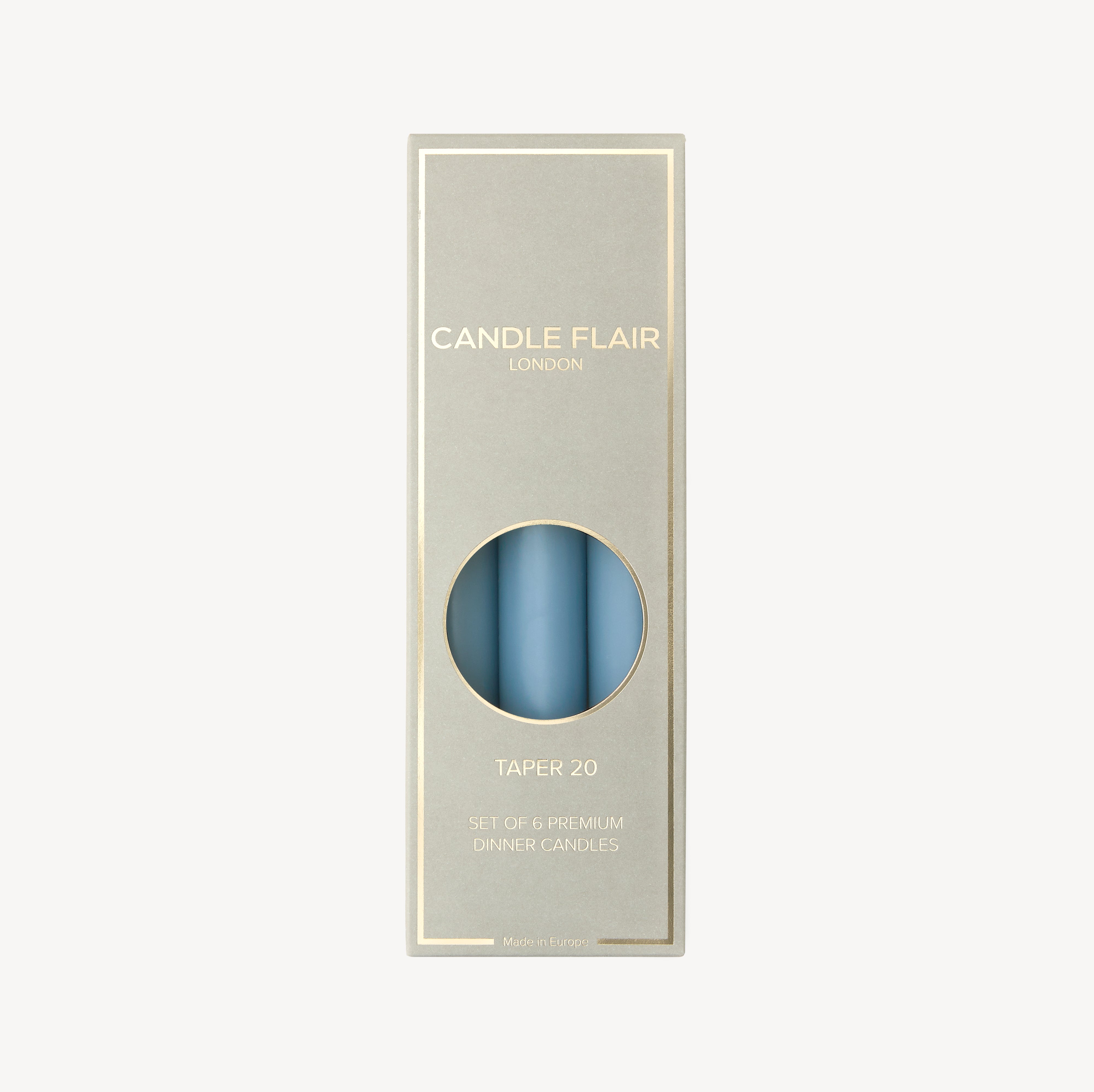 Box of 6 Candles - Taper 20 - Grey Blue