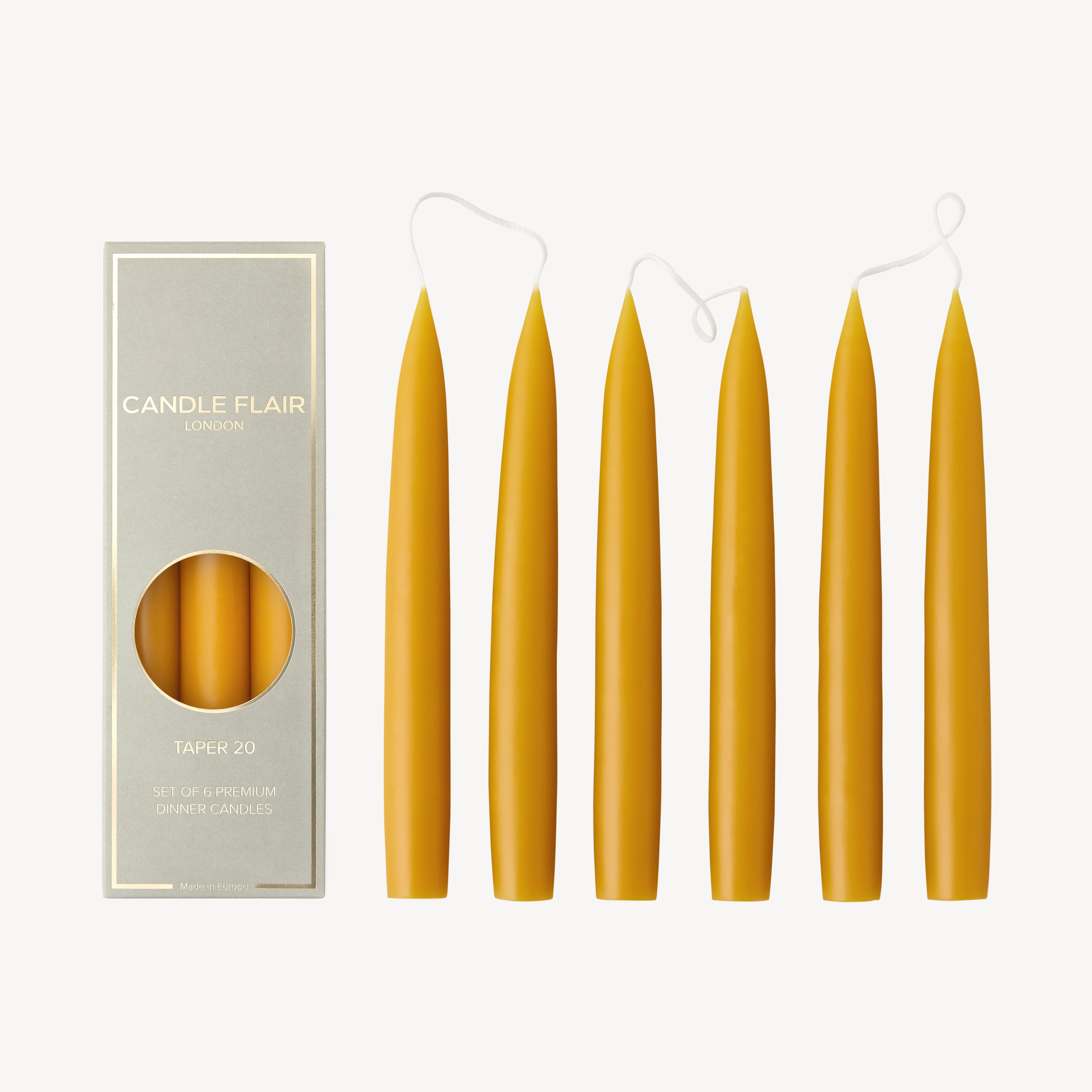 Box of 6 Candles - Taper 20 - Honey
