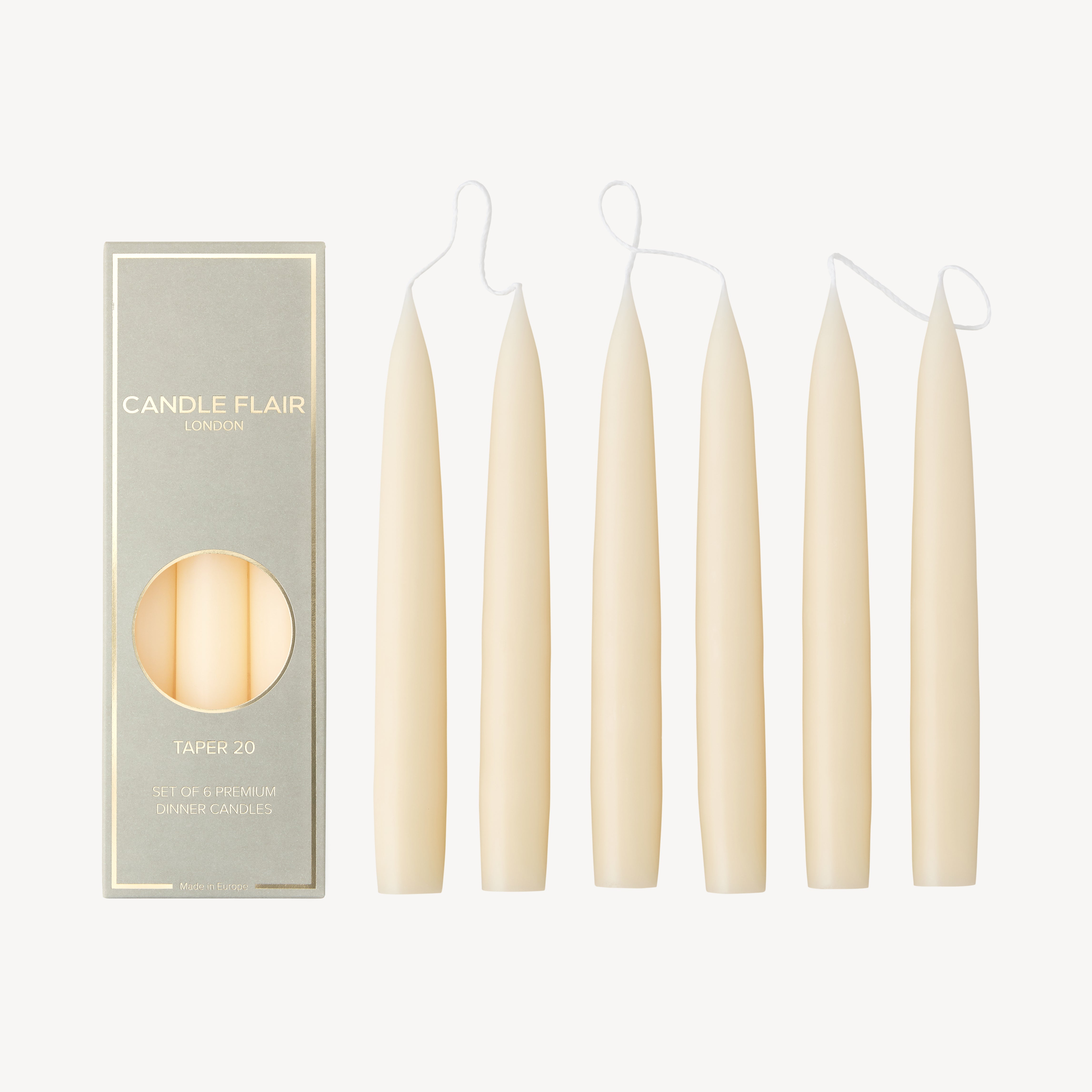 Box of 6 Candles - Taper 20 - Ivory