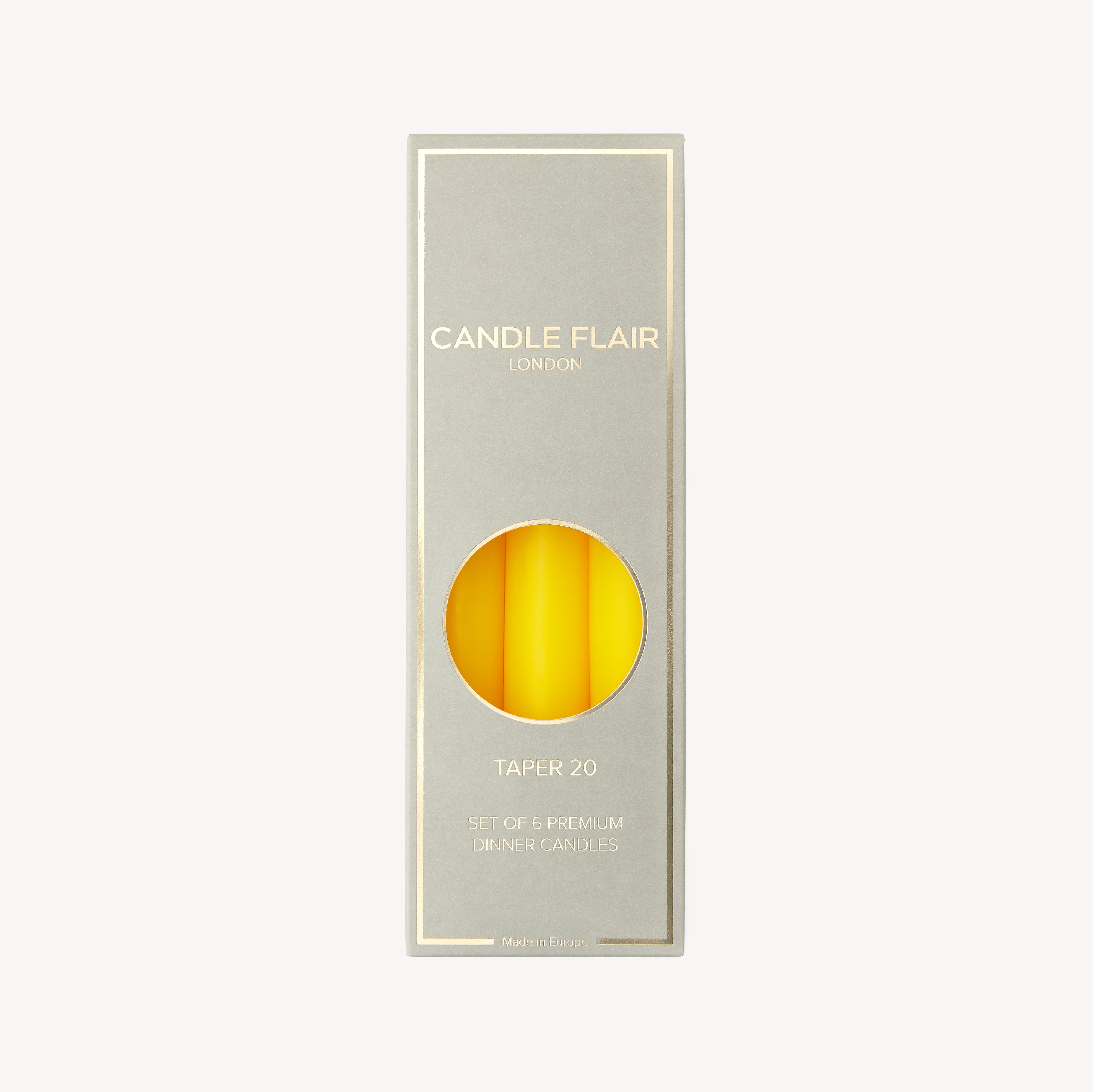 Box of 6 Candles - Taper 20 - Lemon Yellow