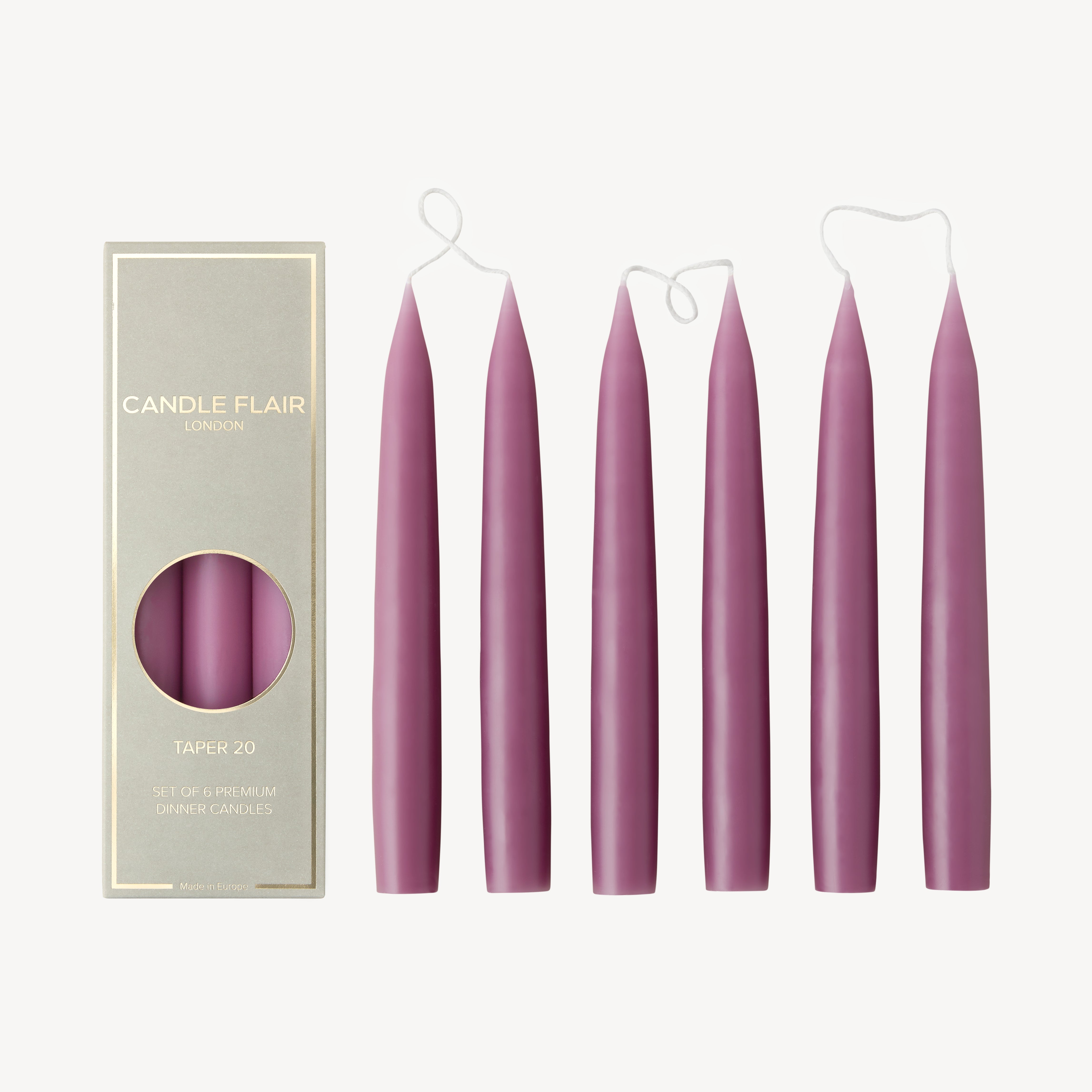 Box of 6 Candles - Taper 20 - Mauve
