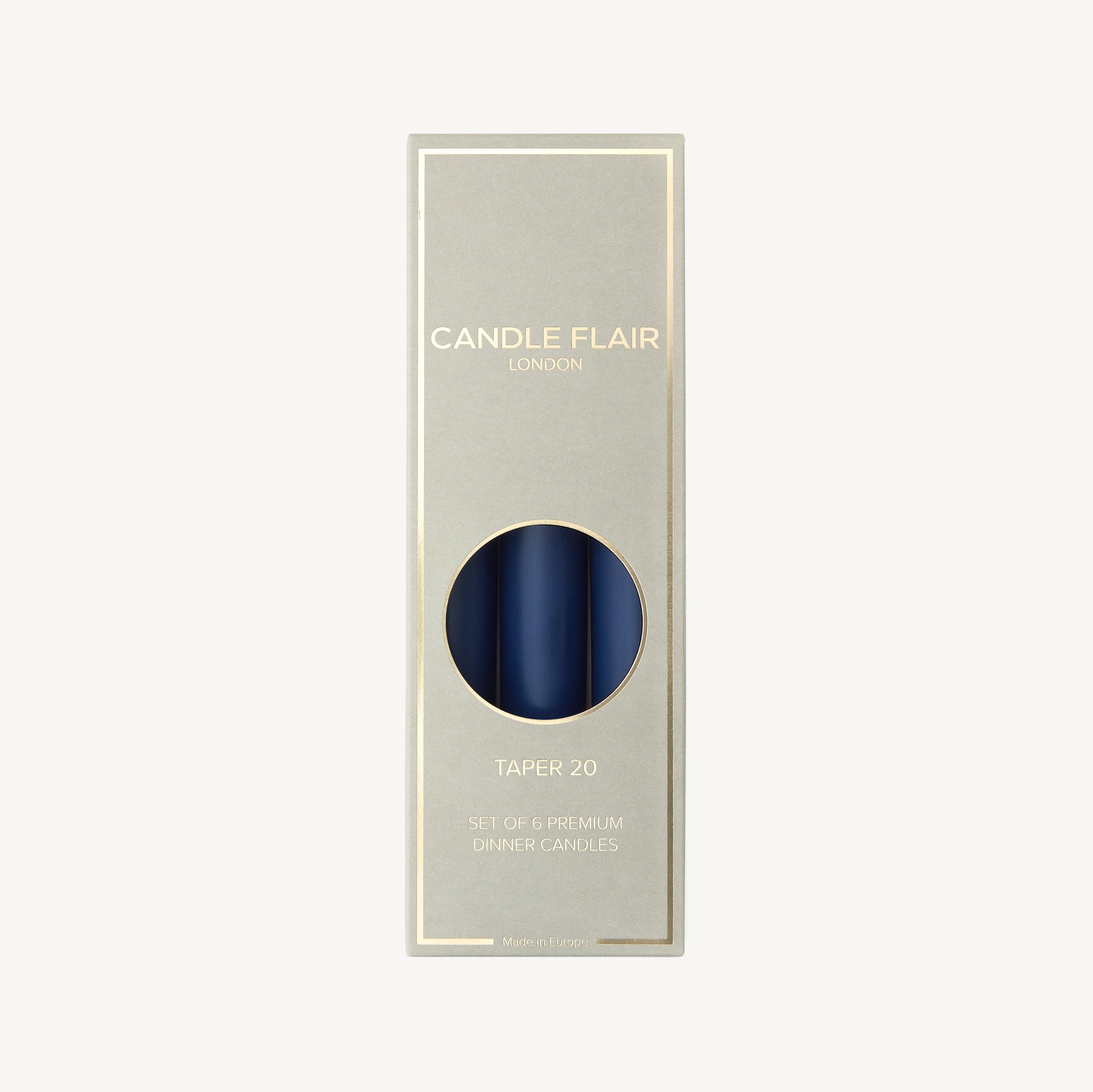 Box of 6 Candles - Taper 20 - Navy Blue