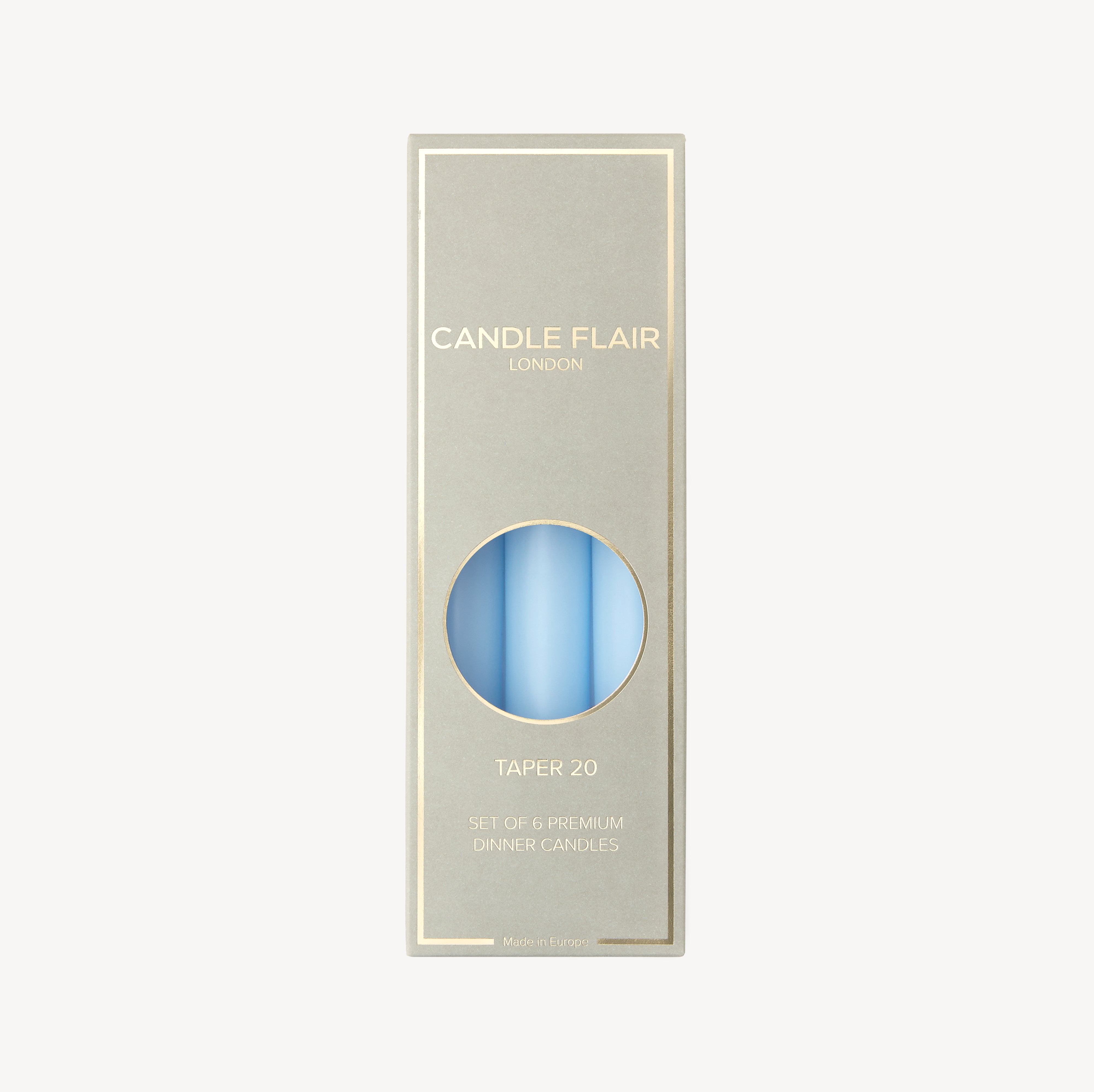 Box of 6 Candles - Taper 20 - Pale Blue