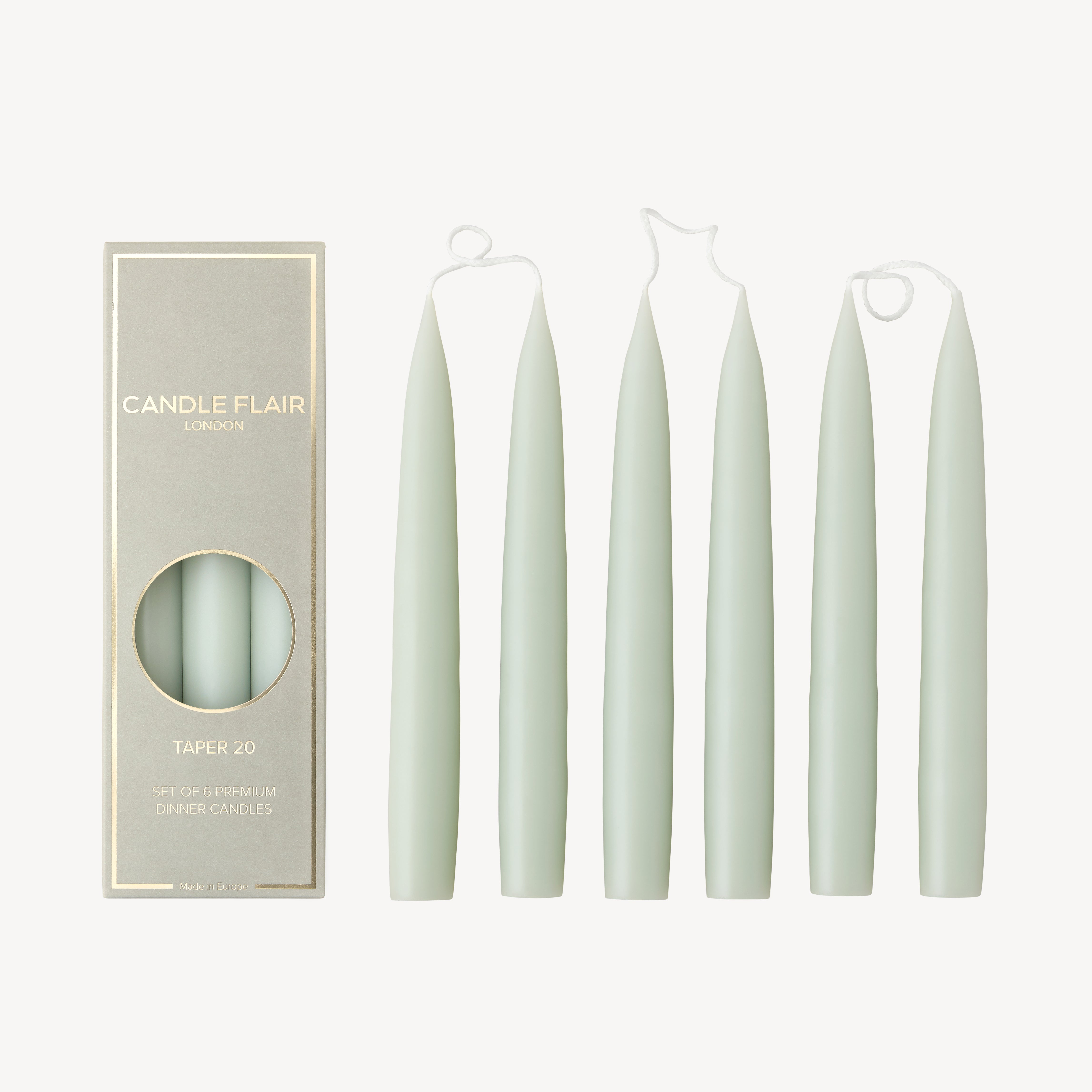 Box of 6 Candles - Taper 20 - Pale Green