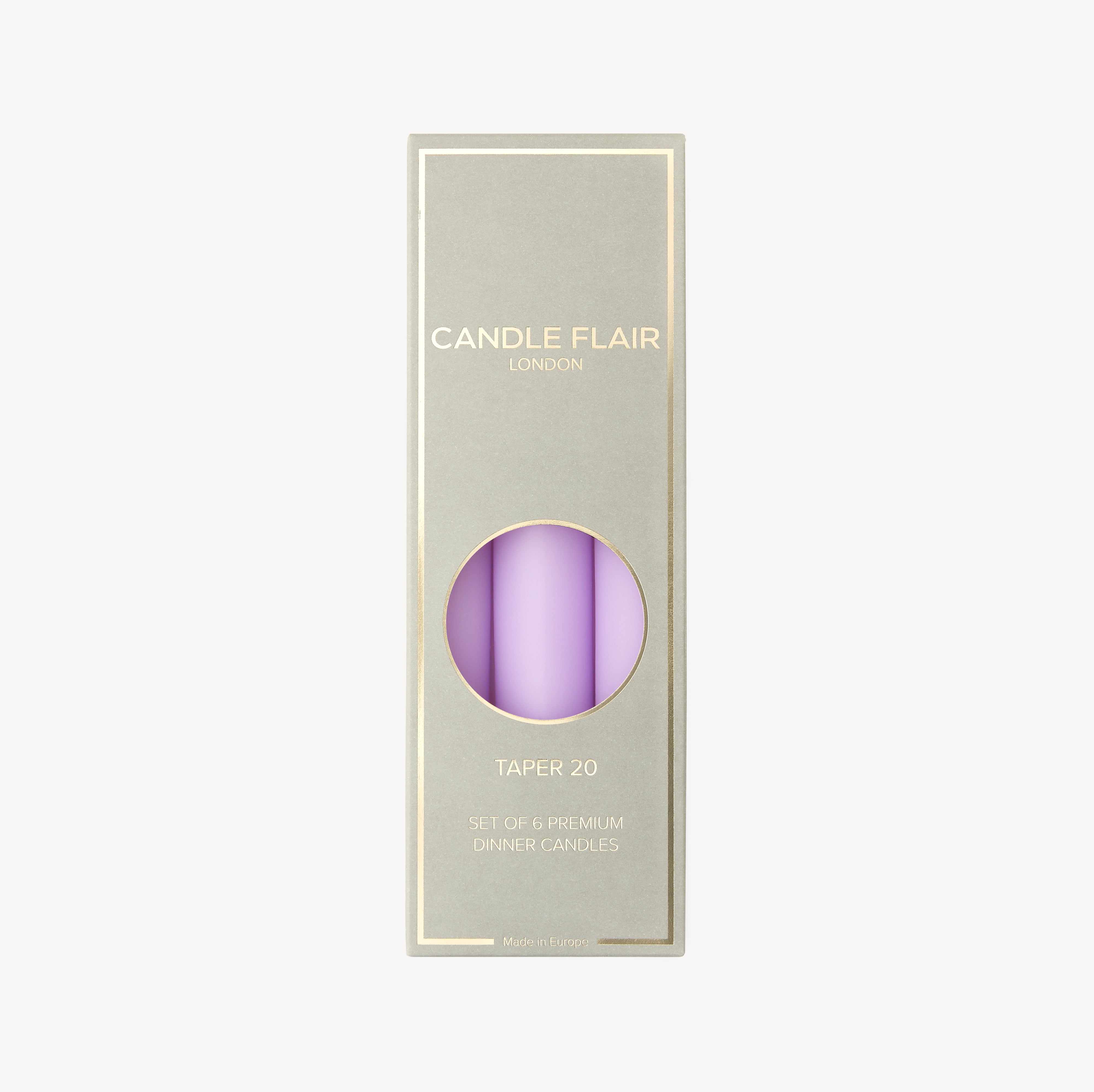 Box of 6 Candles - Taper 20 - Pastel Purple