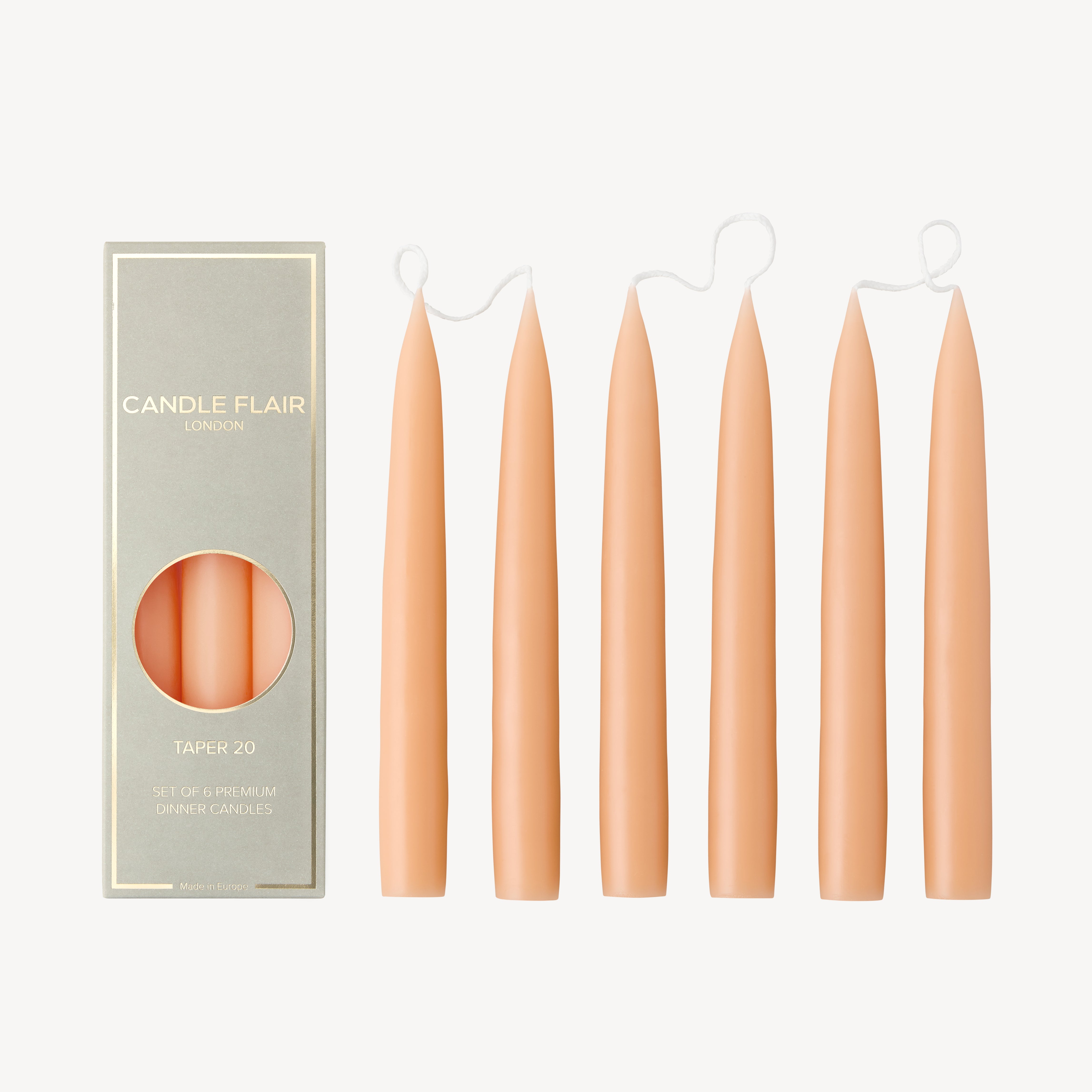 Box of 6 Candles - Taper 20 - Peach