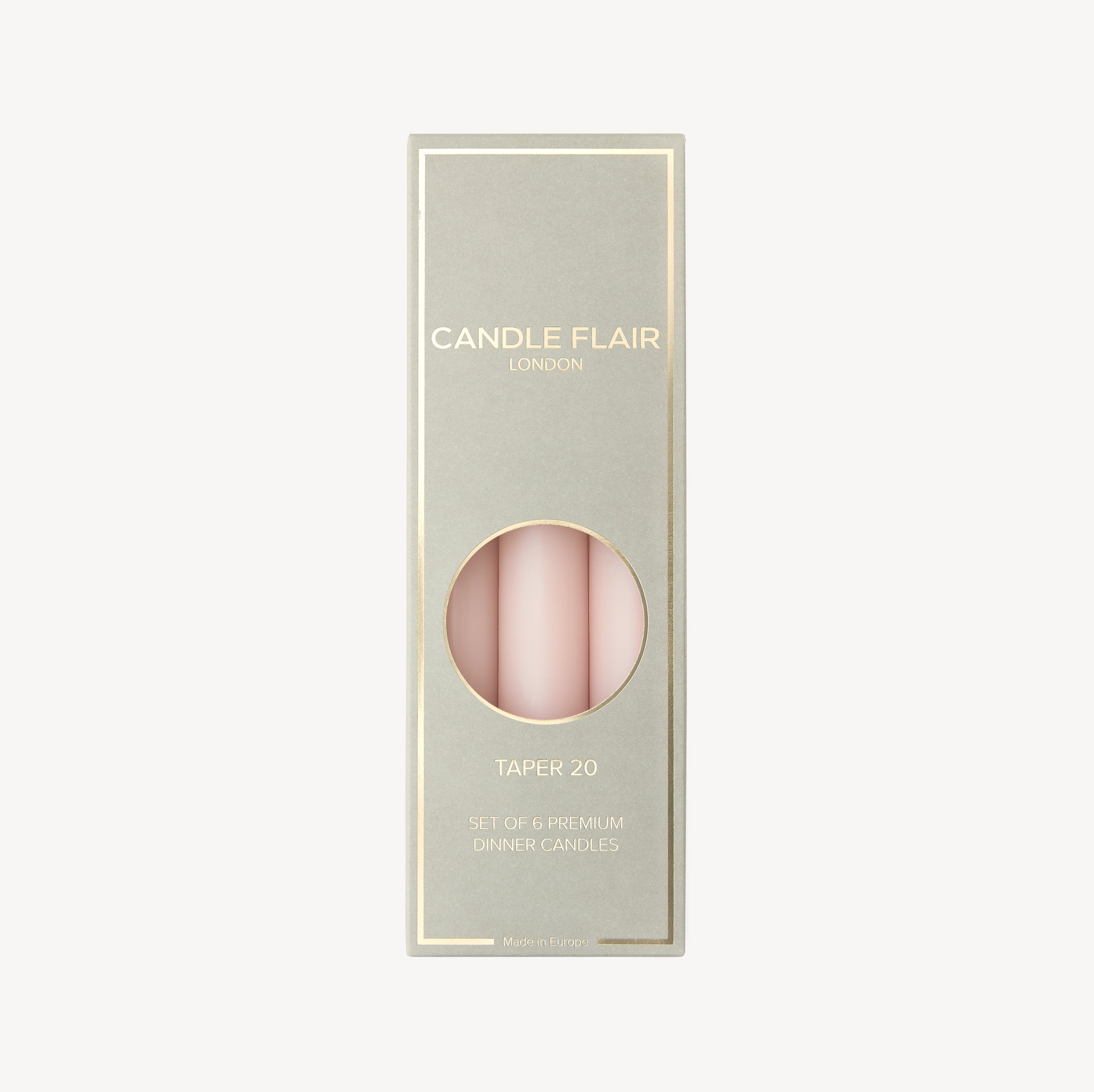 Box of 6 Candles - Taper 20 - Powder Pink