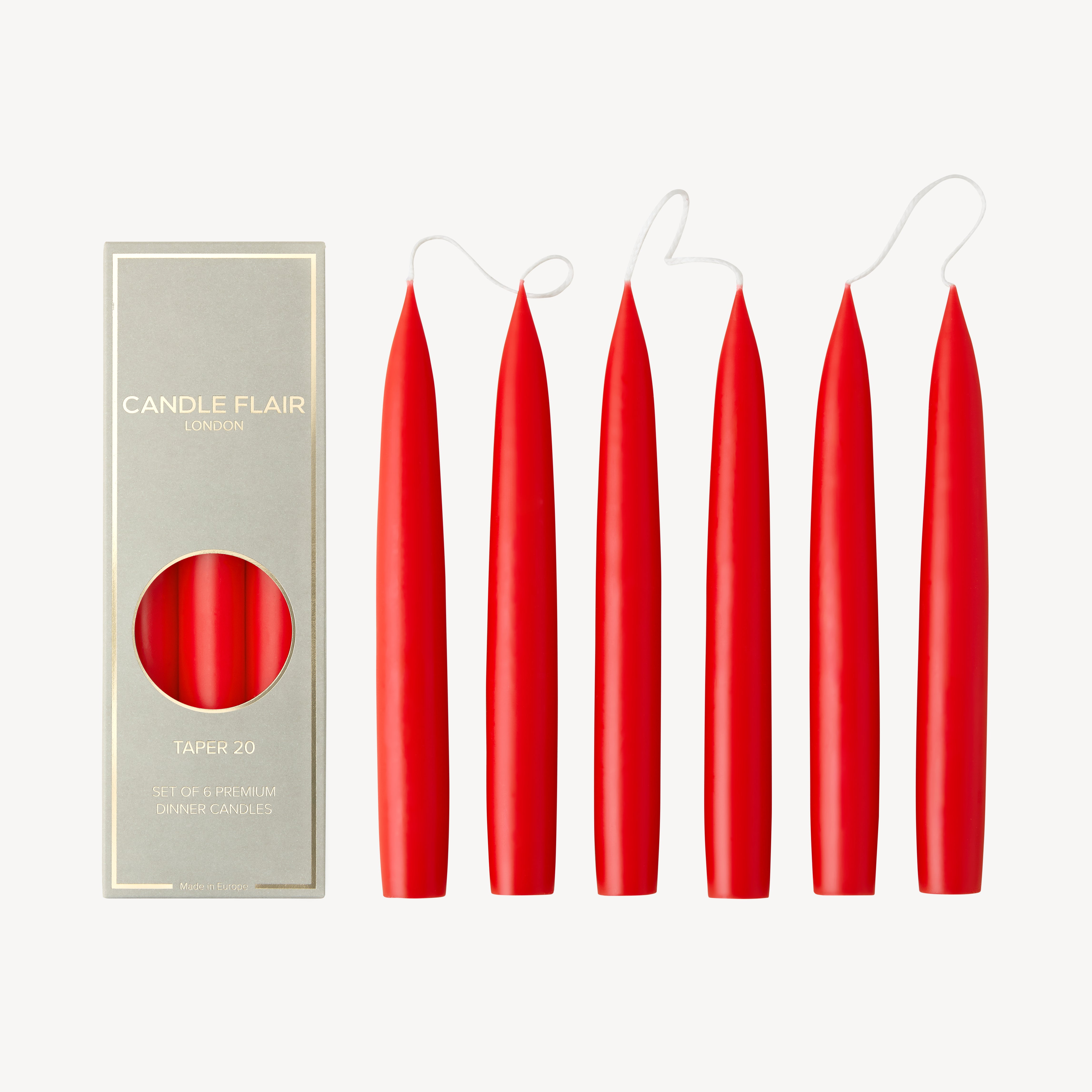 Box of 6 Candles - Taper 20 - Ruby Red