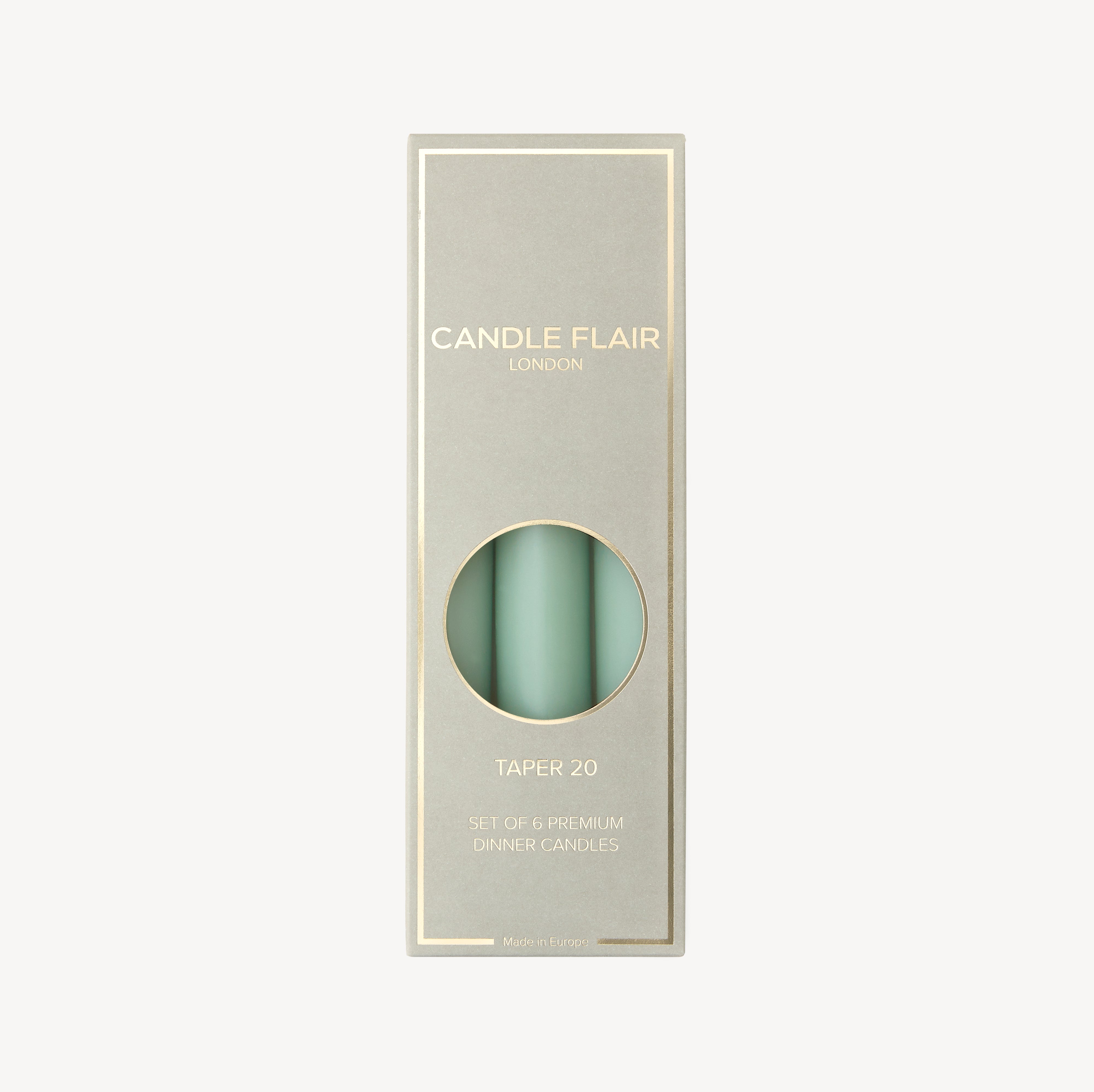 Box of 6 Candles - Taper 20 - Sage Green