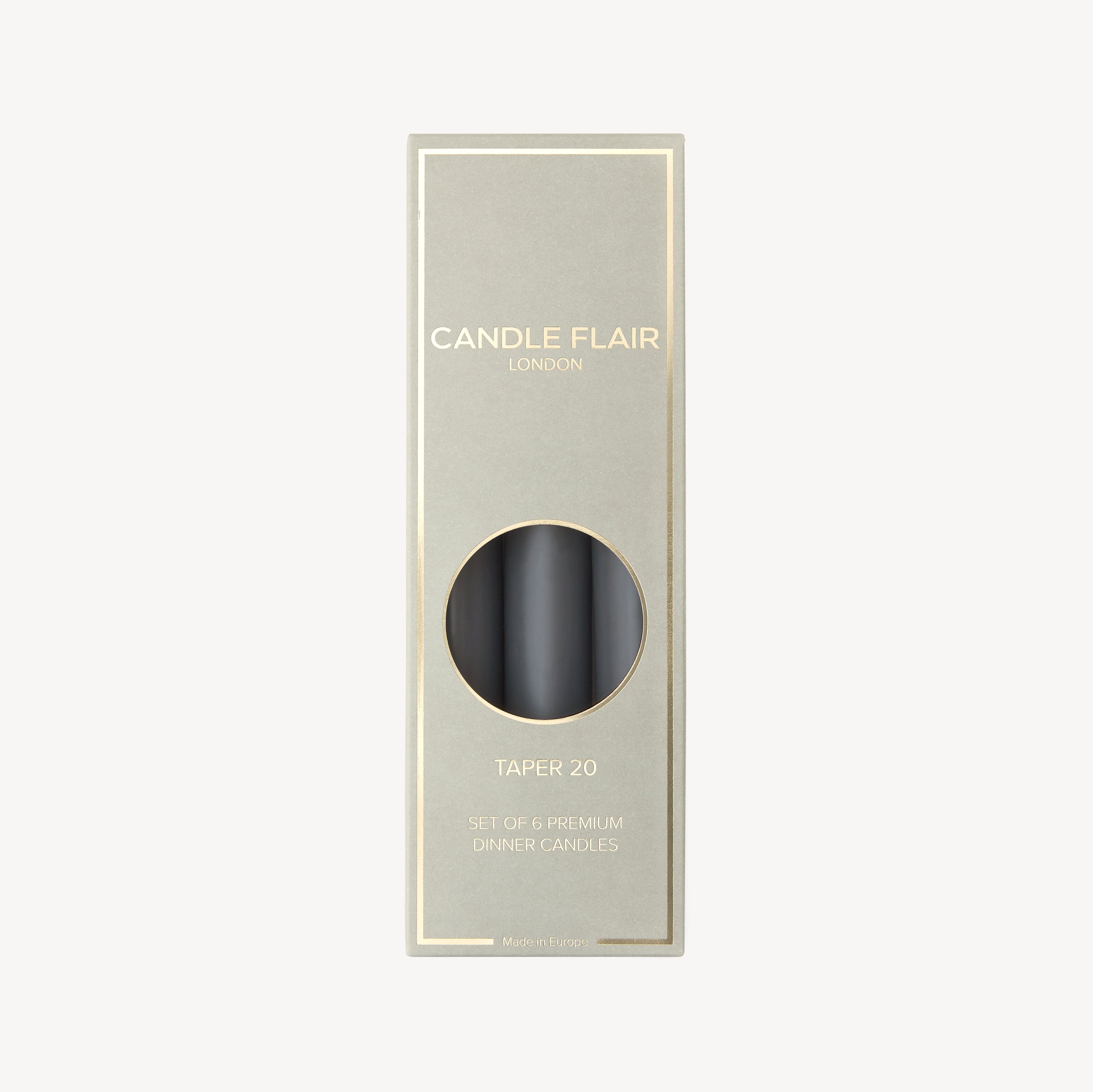 Box of 6 Candles - Taper 20 - Slate Grey