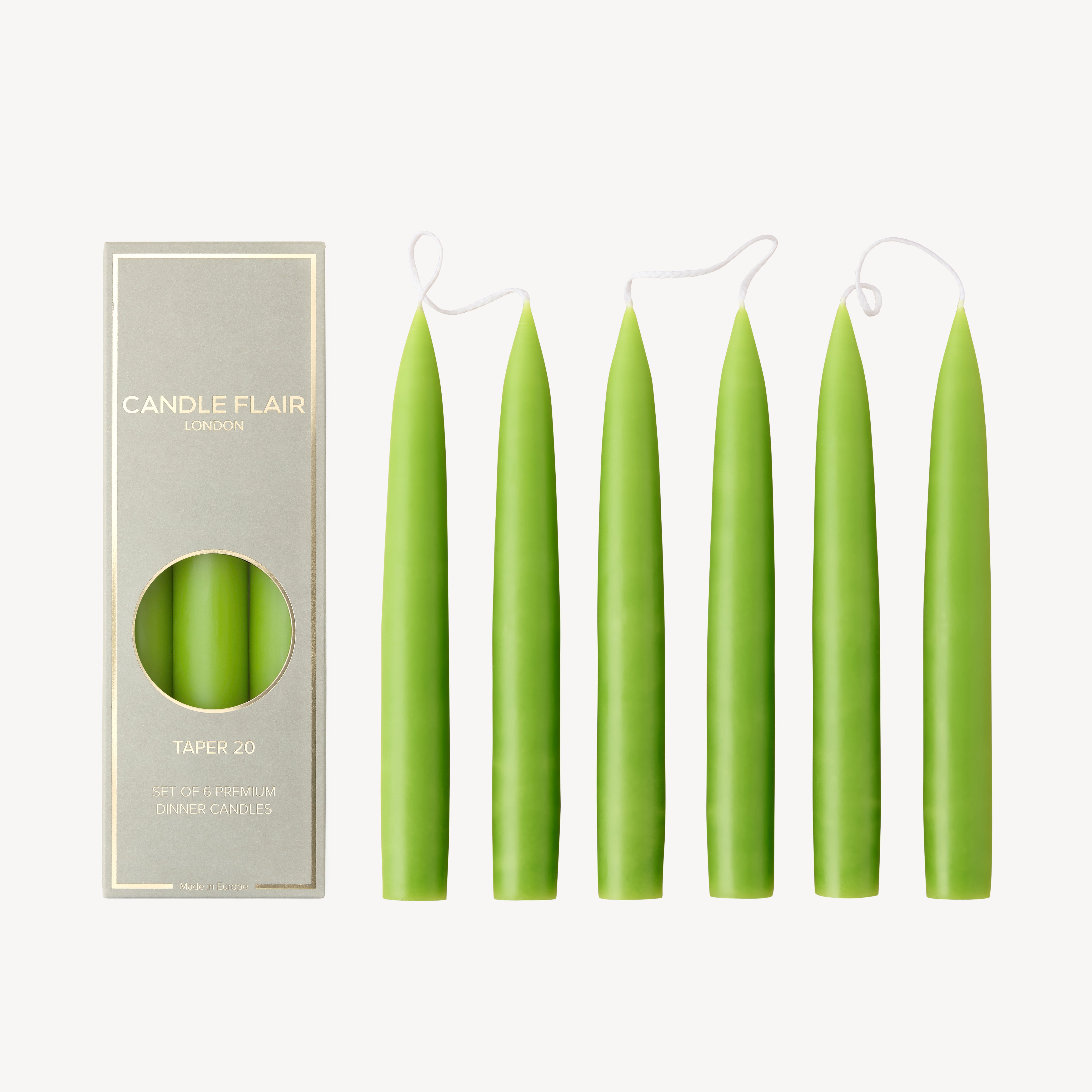 Box of 6 Candles - Taper 20 - Spring Green