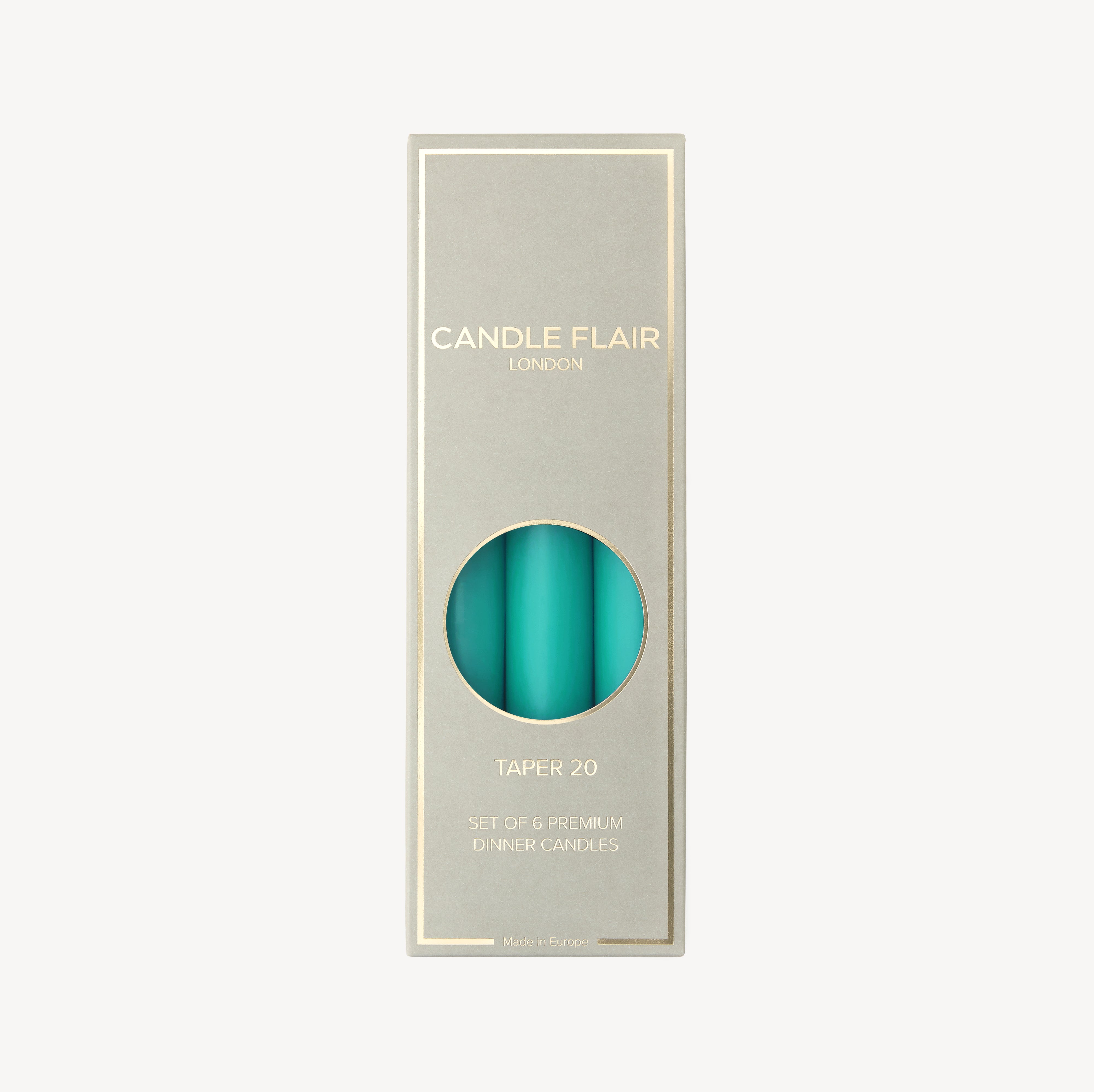 Box of 6 Candles - Taper 20 - Turquoise