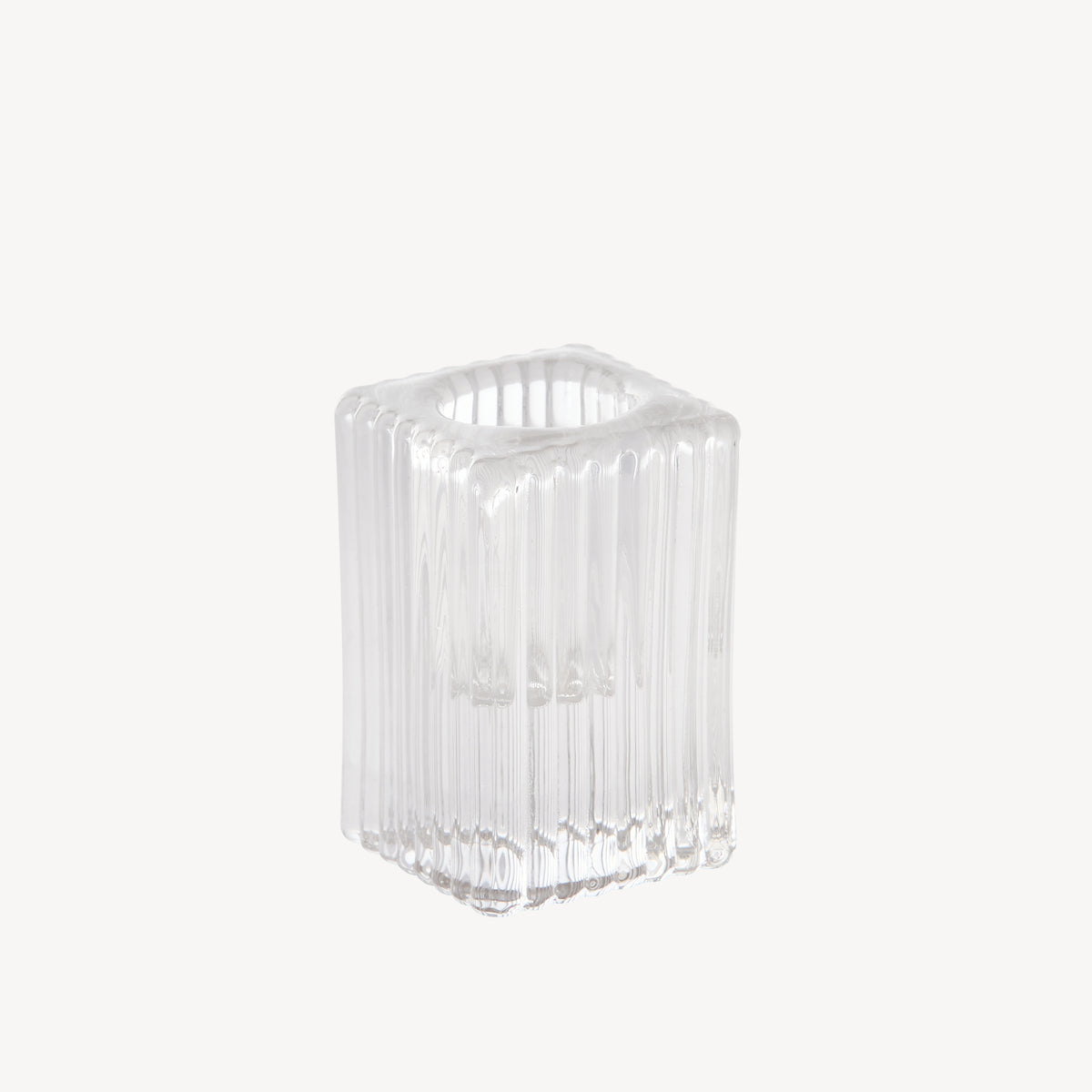 Candle Flair mid ribbed square taper candle holder in clear glass