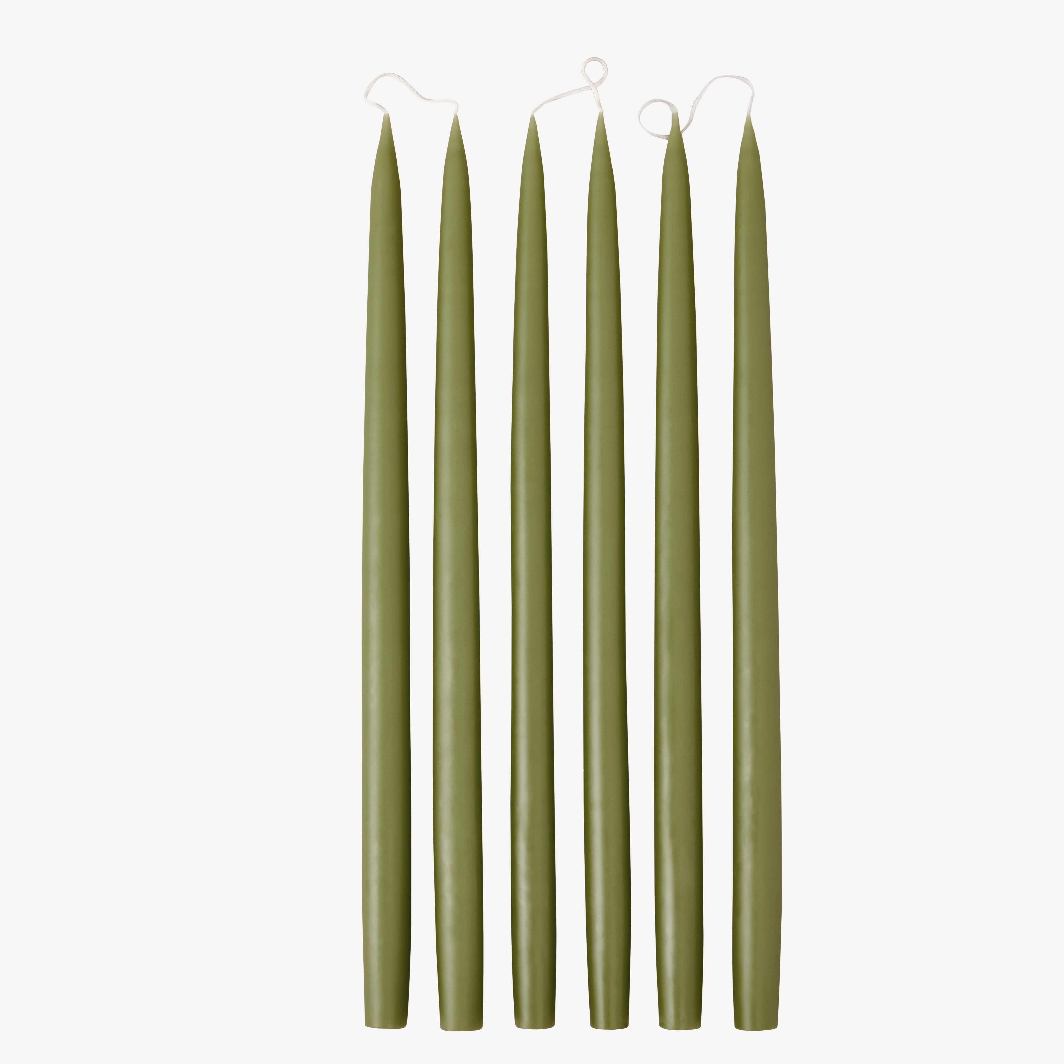 Box of 6 Candles - Taper 45 - Olive Green