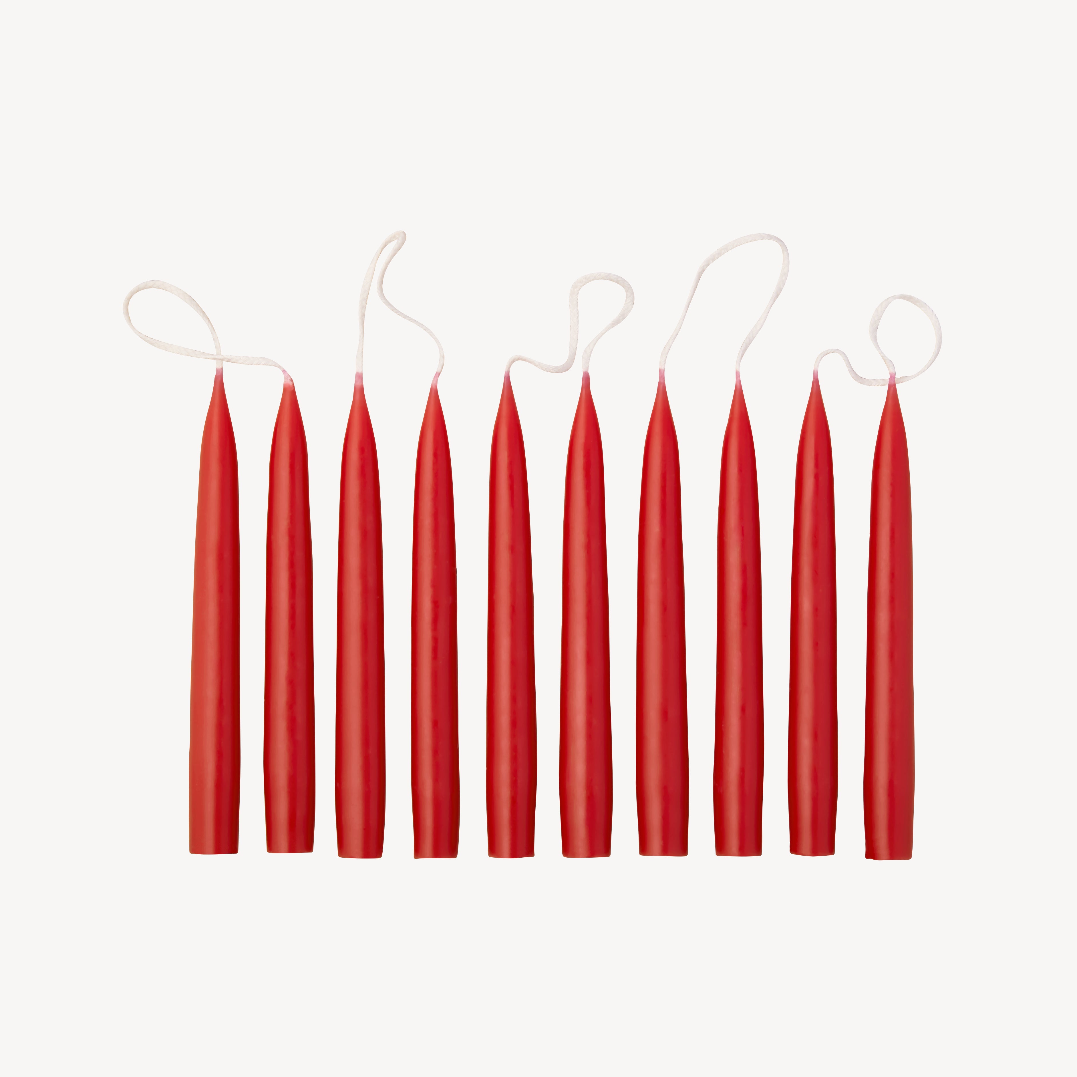 Box of 10 Candles - Taper Mini - Berry Red