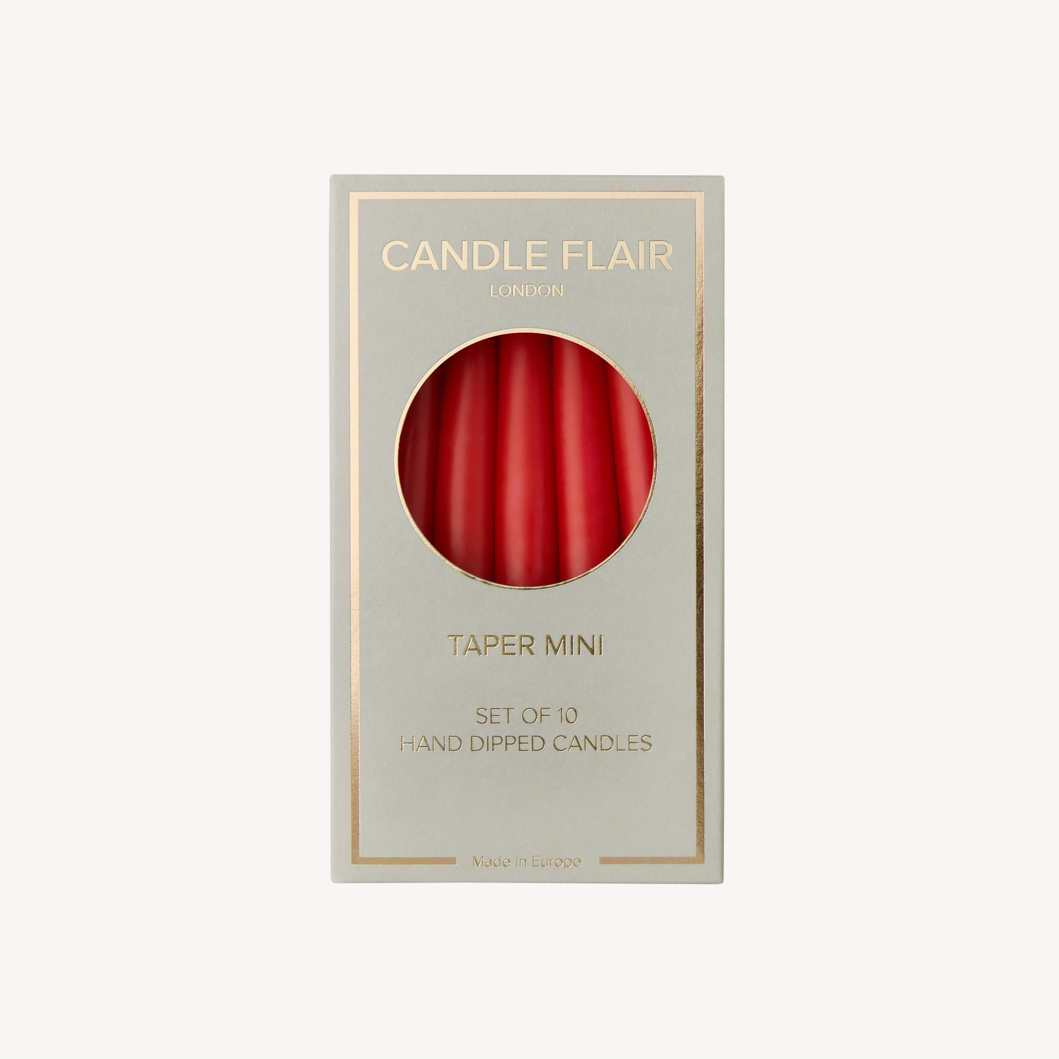 Box of 10 Candles - Taper Mini - Berry Red