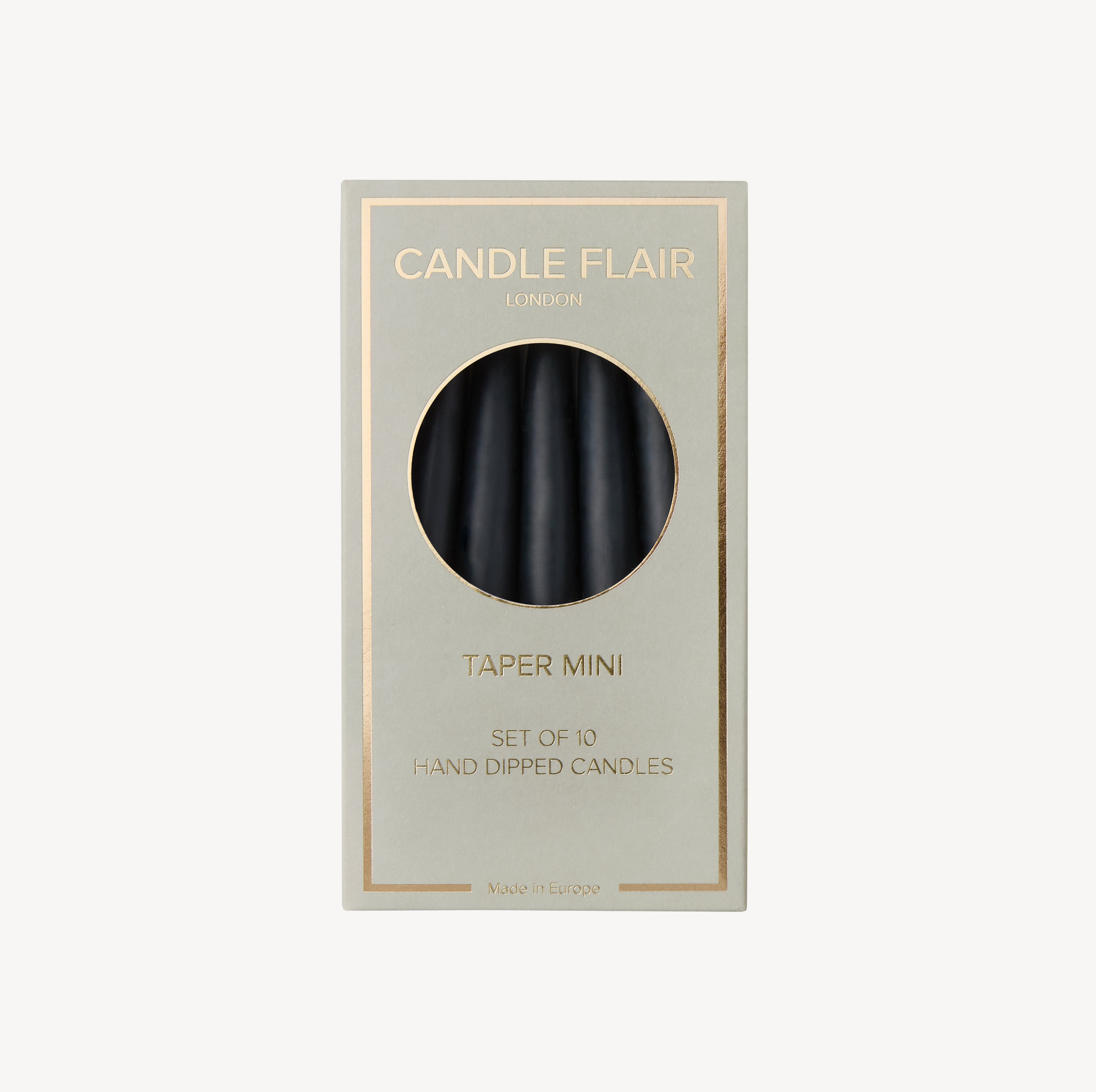 Box of 10 Candles - Taper Mini - Black
