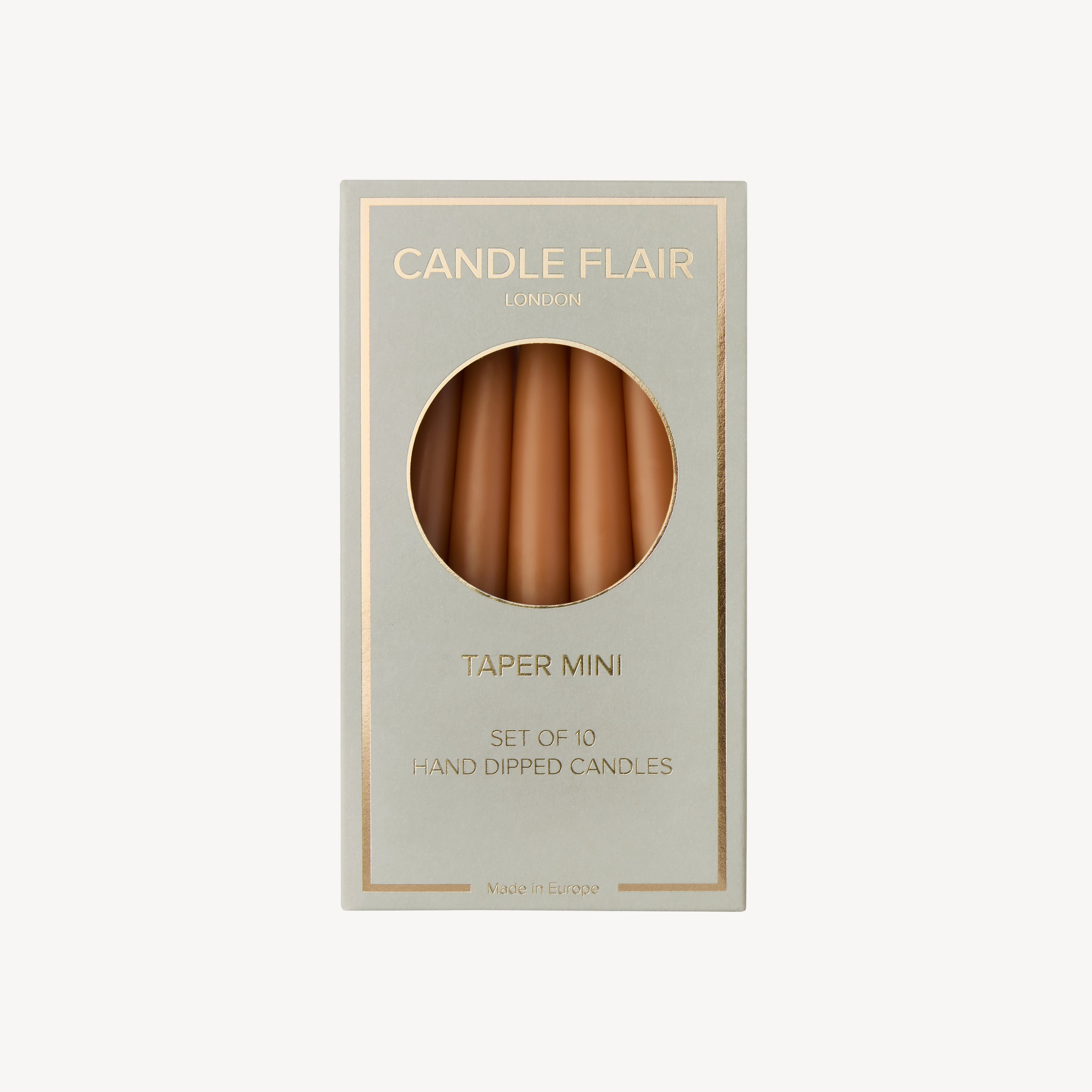 Box of 10 Candles - Taper Mini - Caramel