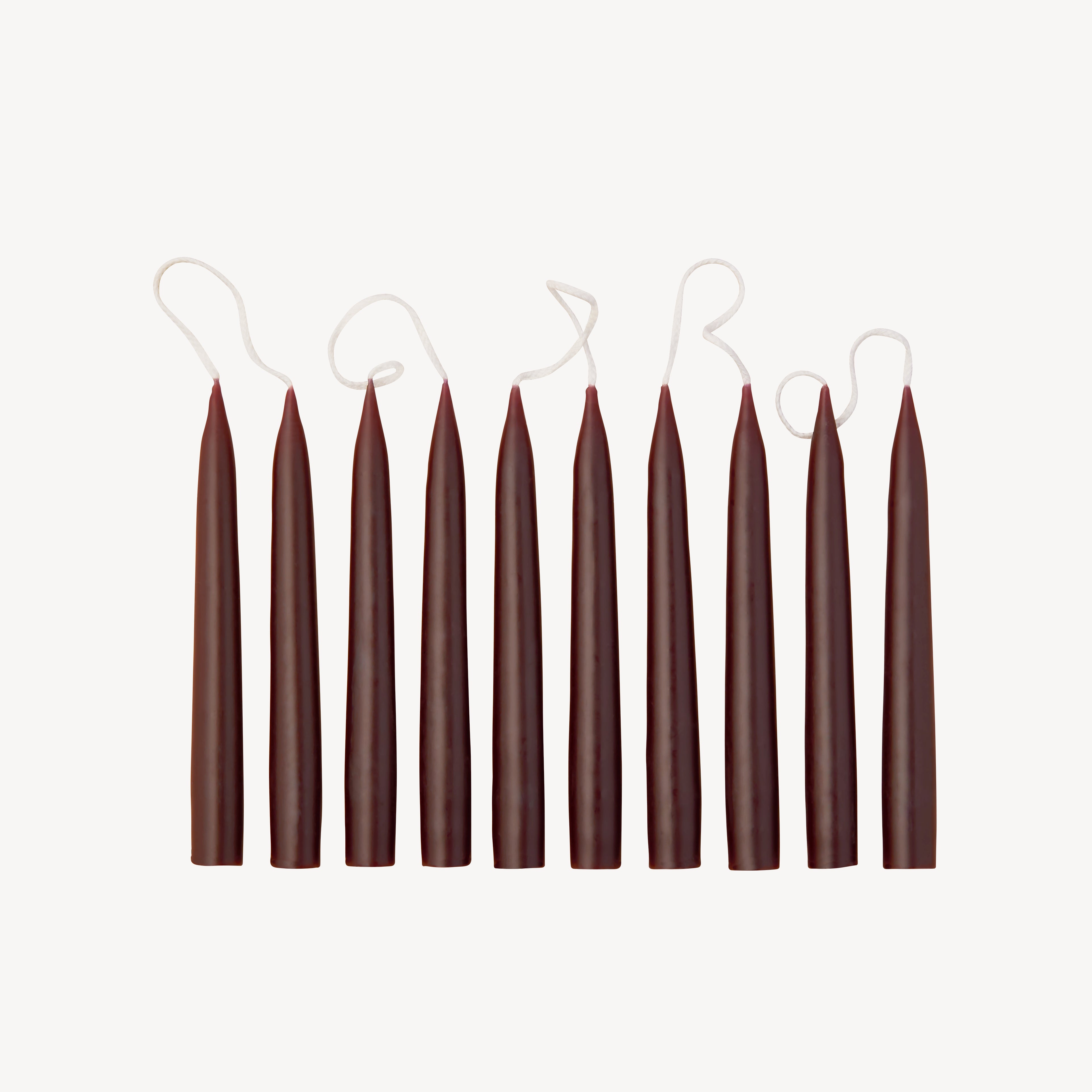 Box of 10 Candles - Taper Mini - Espresso Brown
