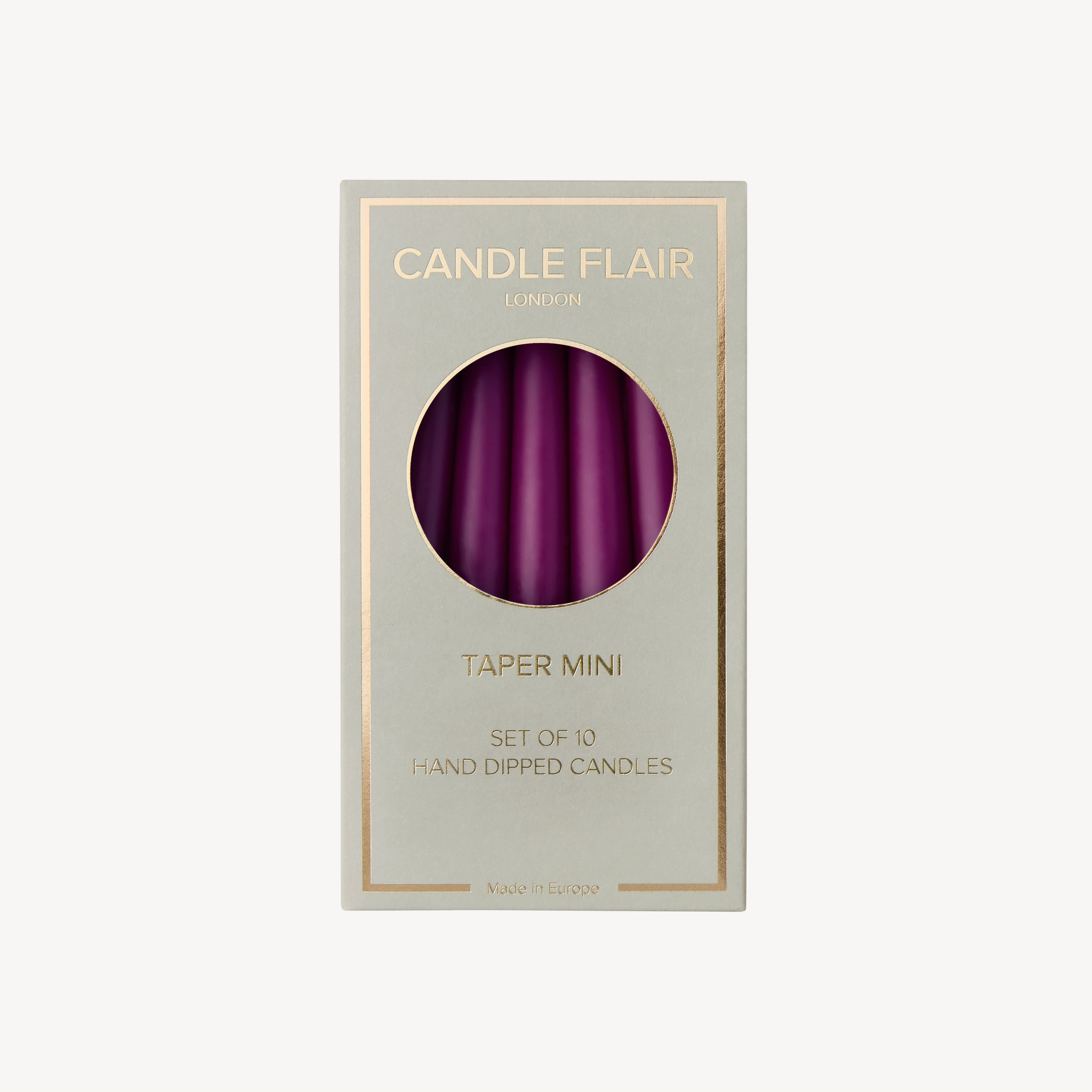 Box of 10 Candles - Taper Mini - Dark Heather