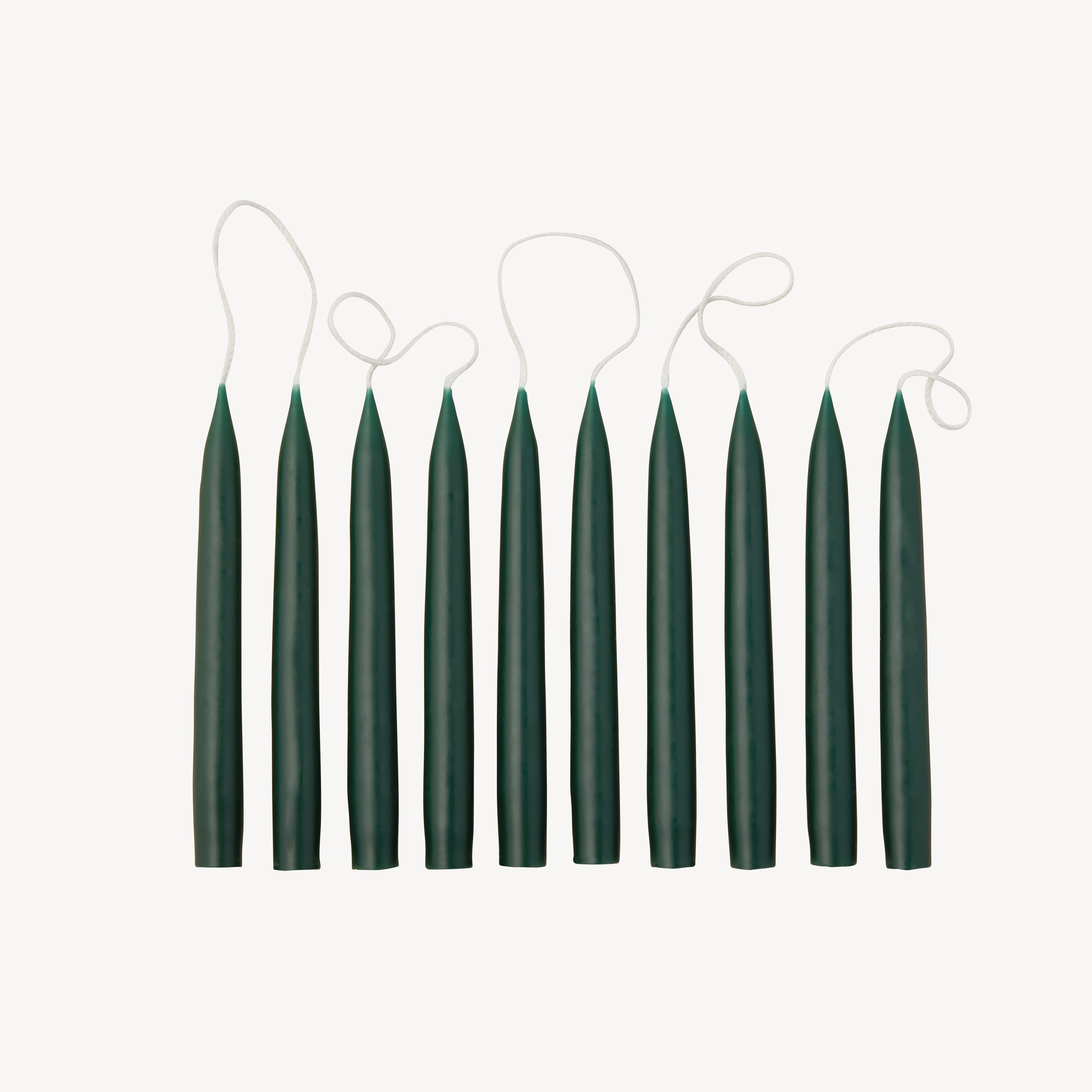 Box of 10 Candles - Taper Mini - Forest Green