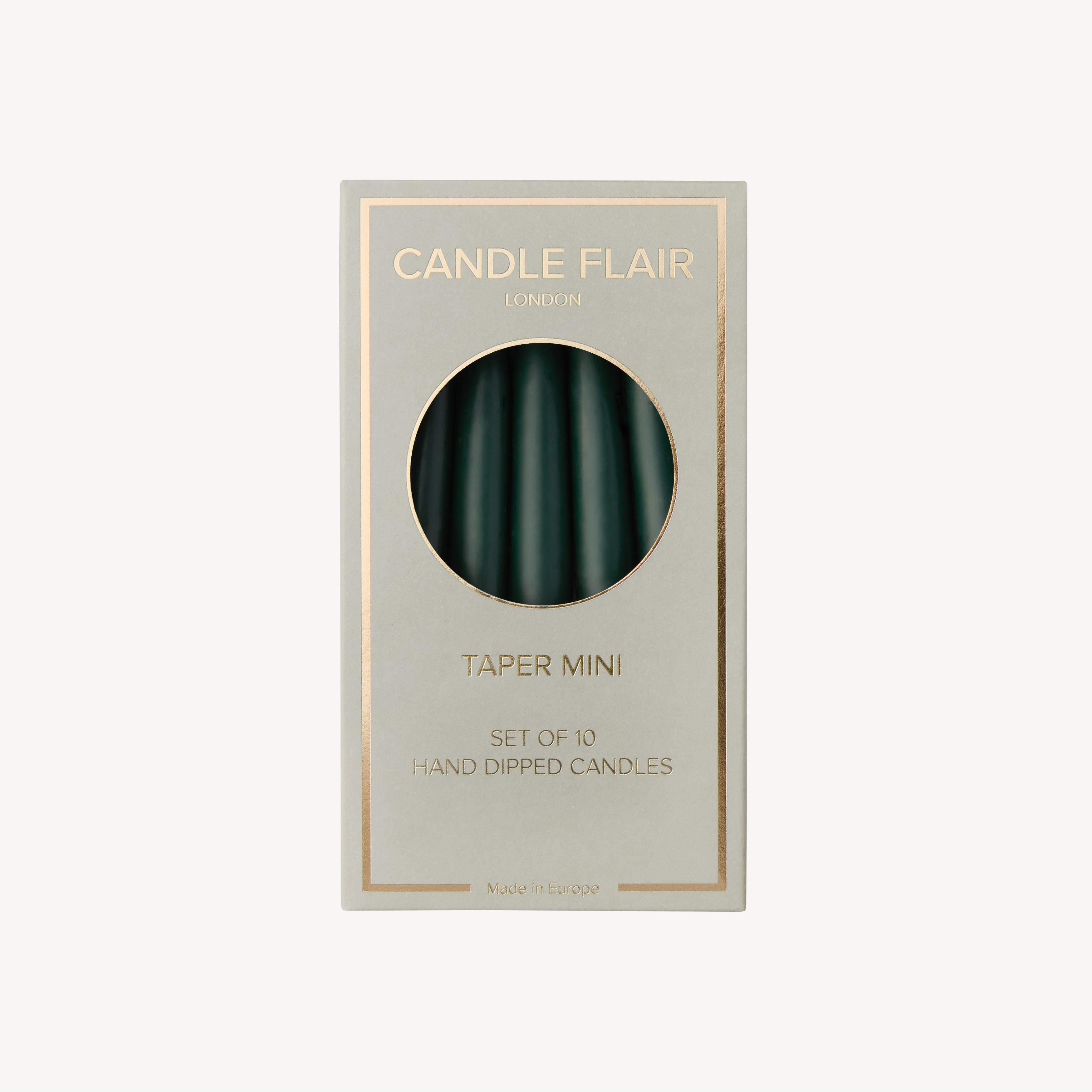 Box of 10 Candles - Taper Mini - Forest Green
