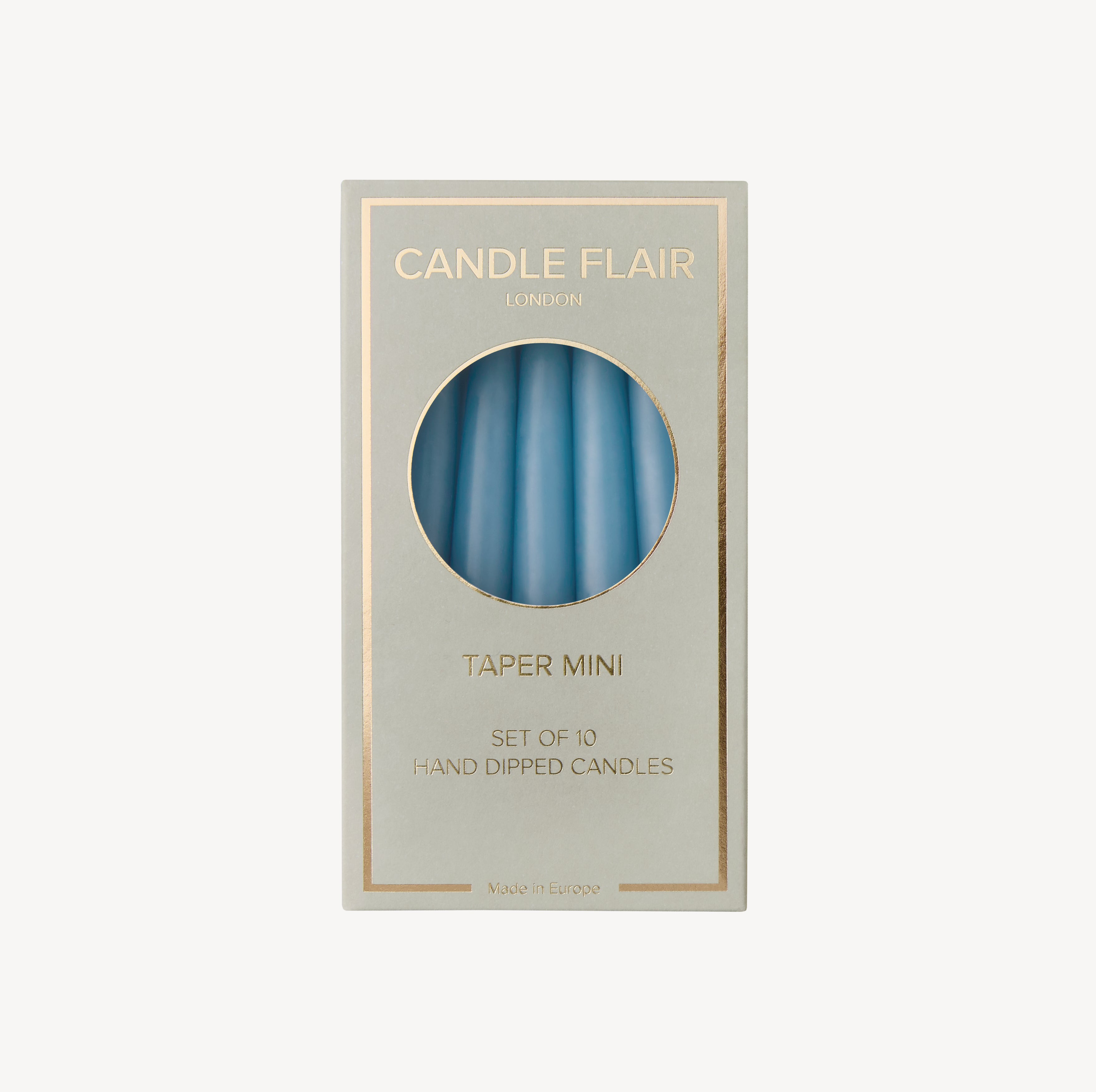 Box of 10 Candles - Taper Mini - Grey Blue