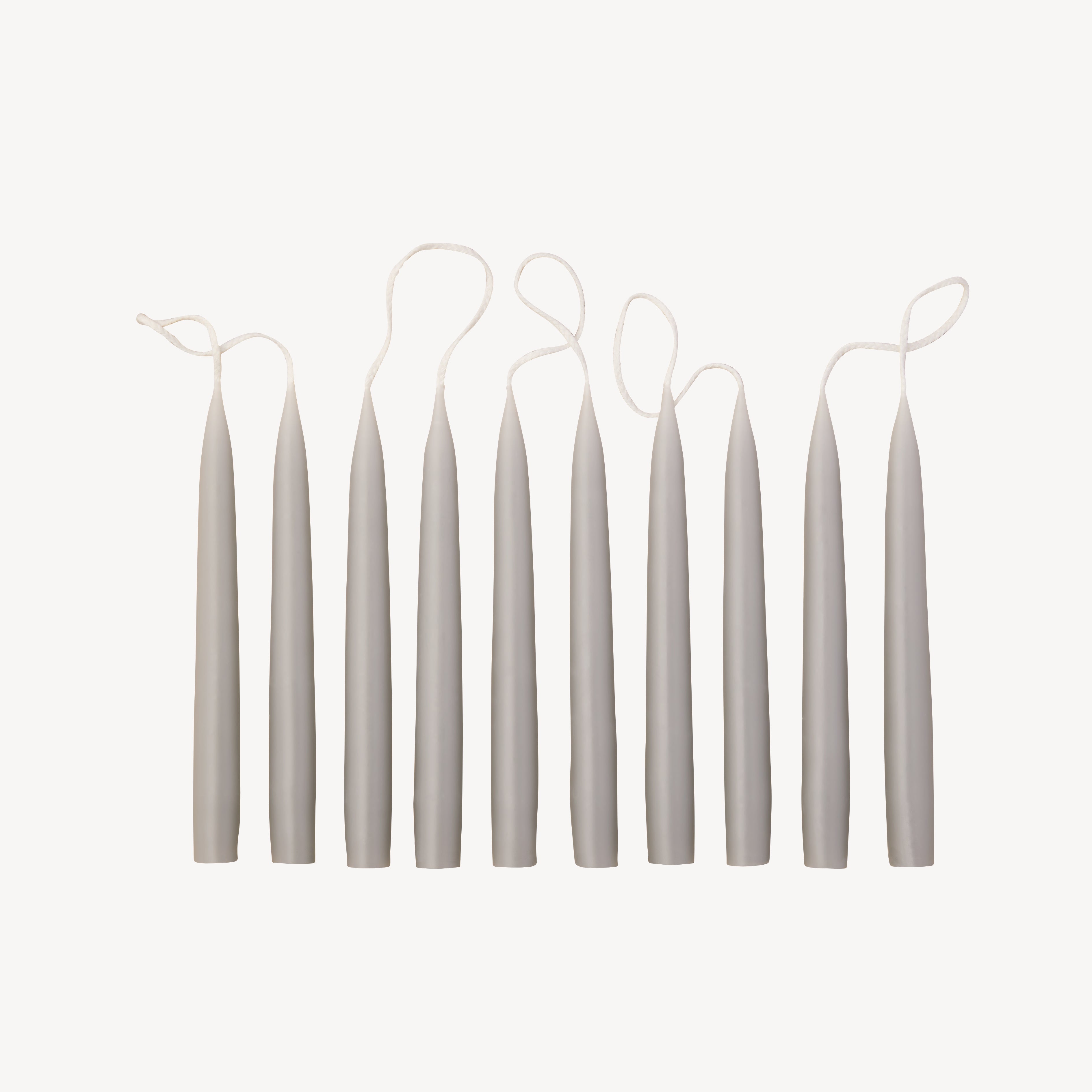 Box of 10 Candles - Taper Mini - Light Grey