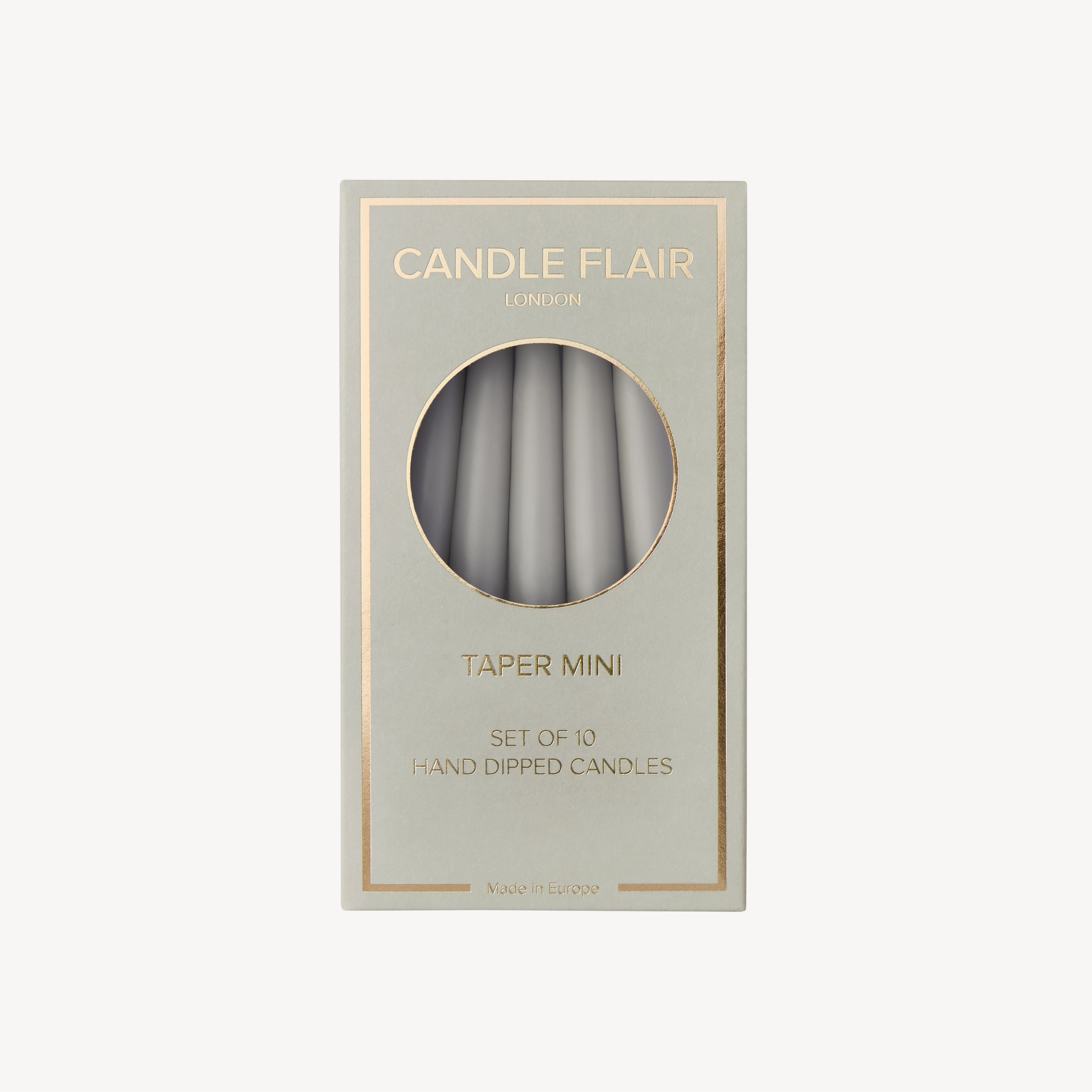Box of 10 Candles - Taper Mini - Light Grey