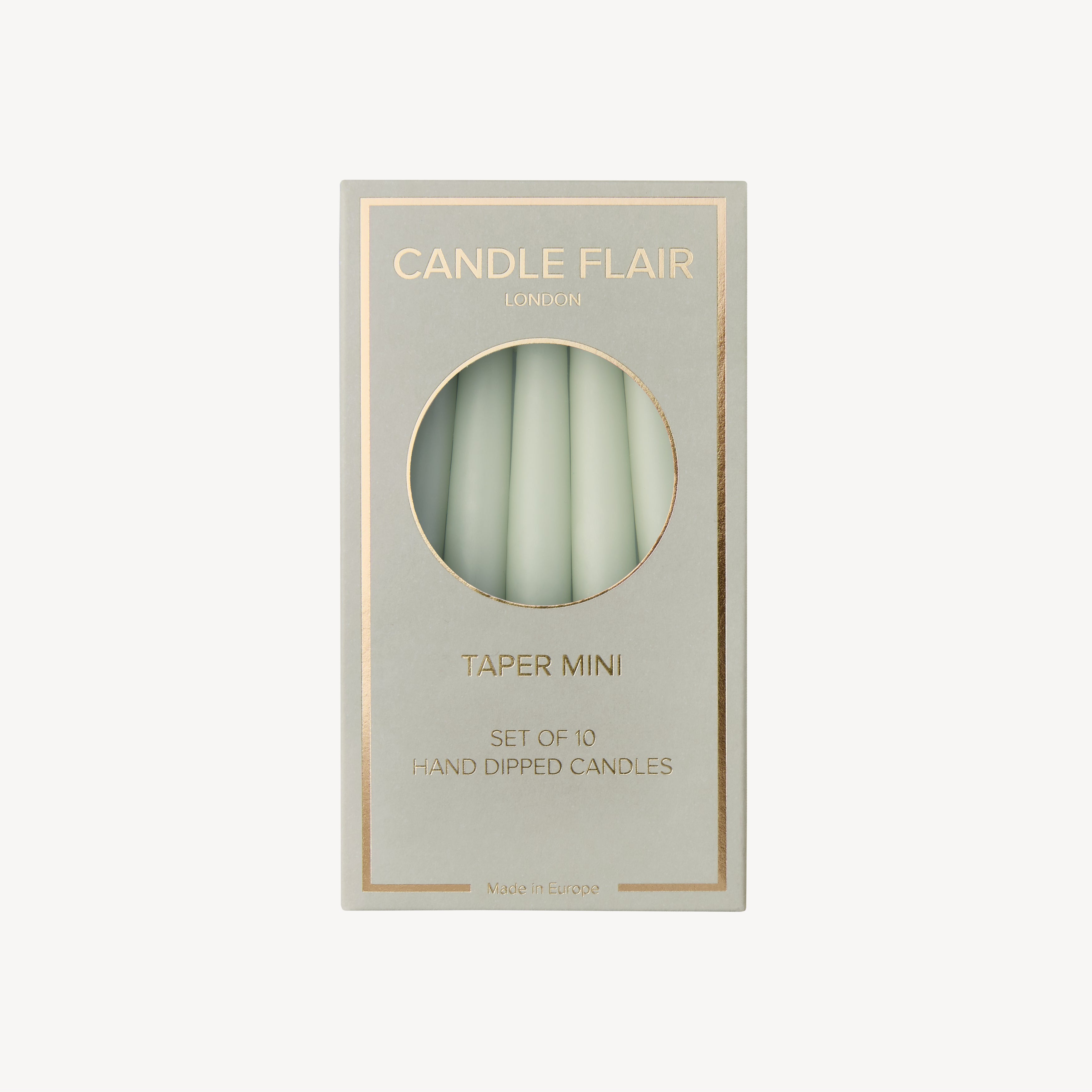 Box of 10 Candles - Taper Mini - Pale Green