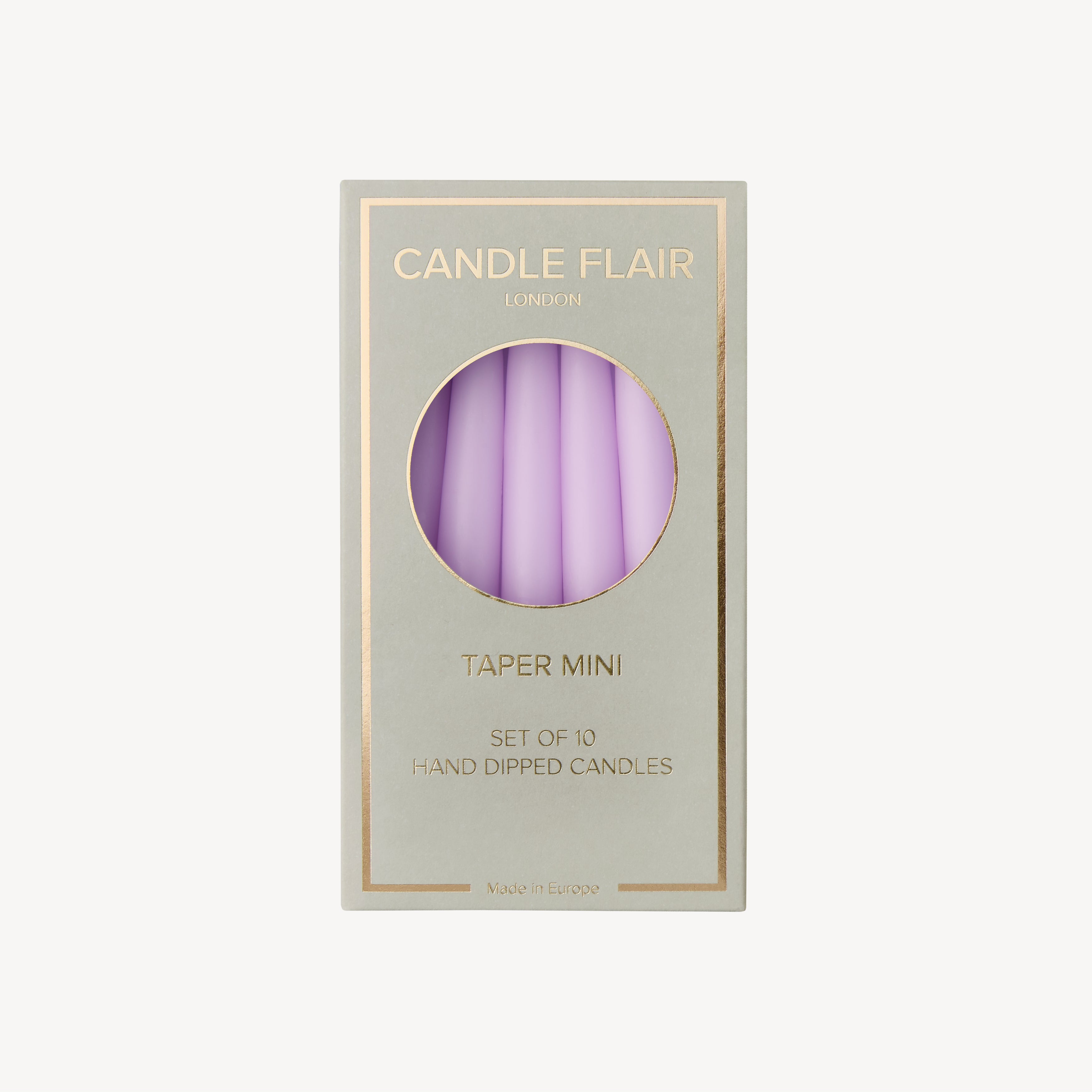 Box of 10 Candles - Taper Mini - Pastel Purple