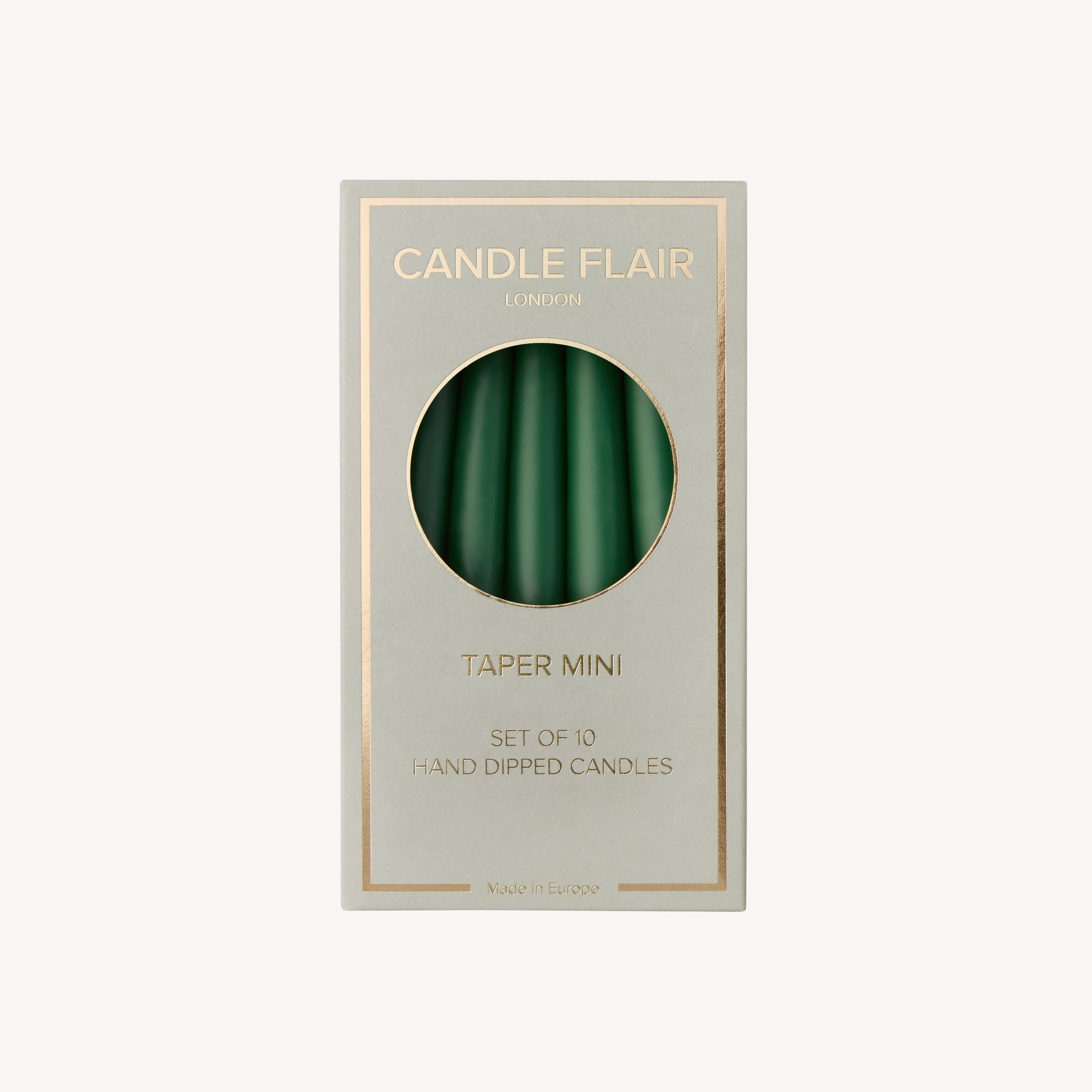 Box of 10 Candles - Taper Mini - Pine Green