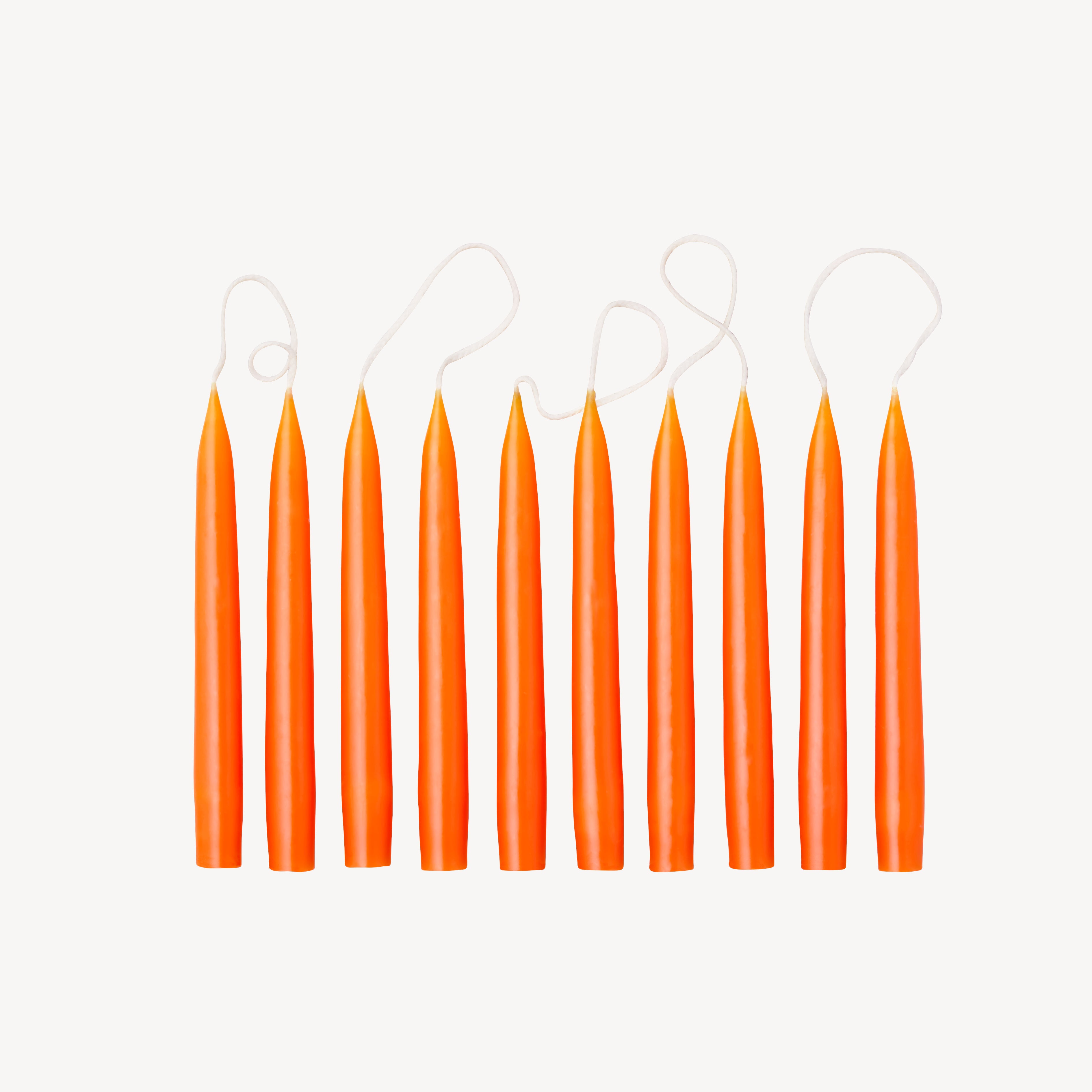 Box of 10 Candles - Taper Mini - Pumpkin Orange