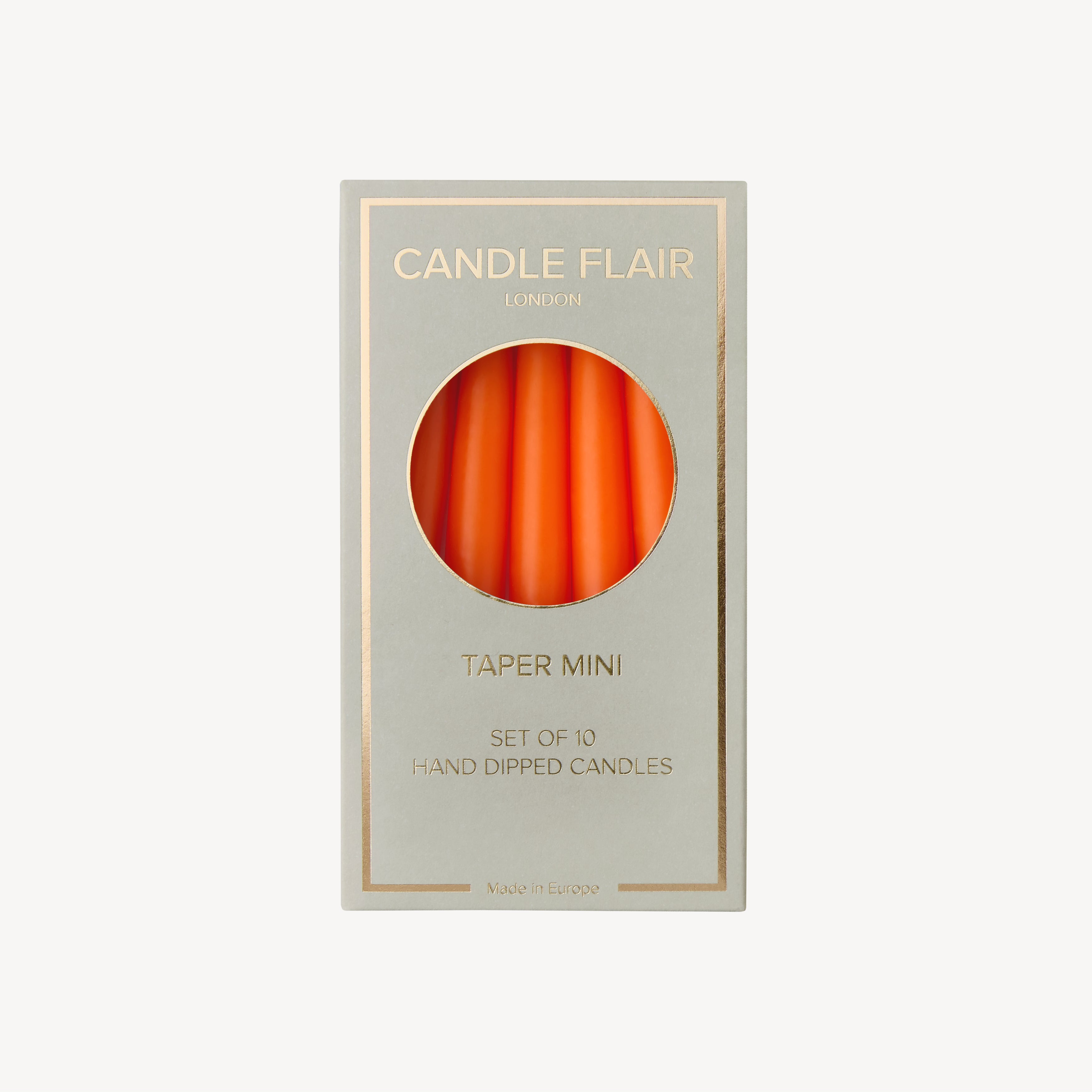 Box of 10 Candles - Taper Mini - Pumpkin Orange