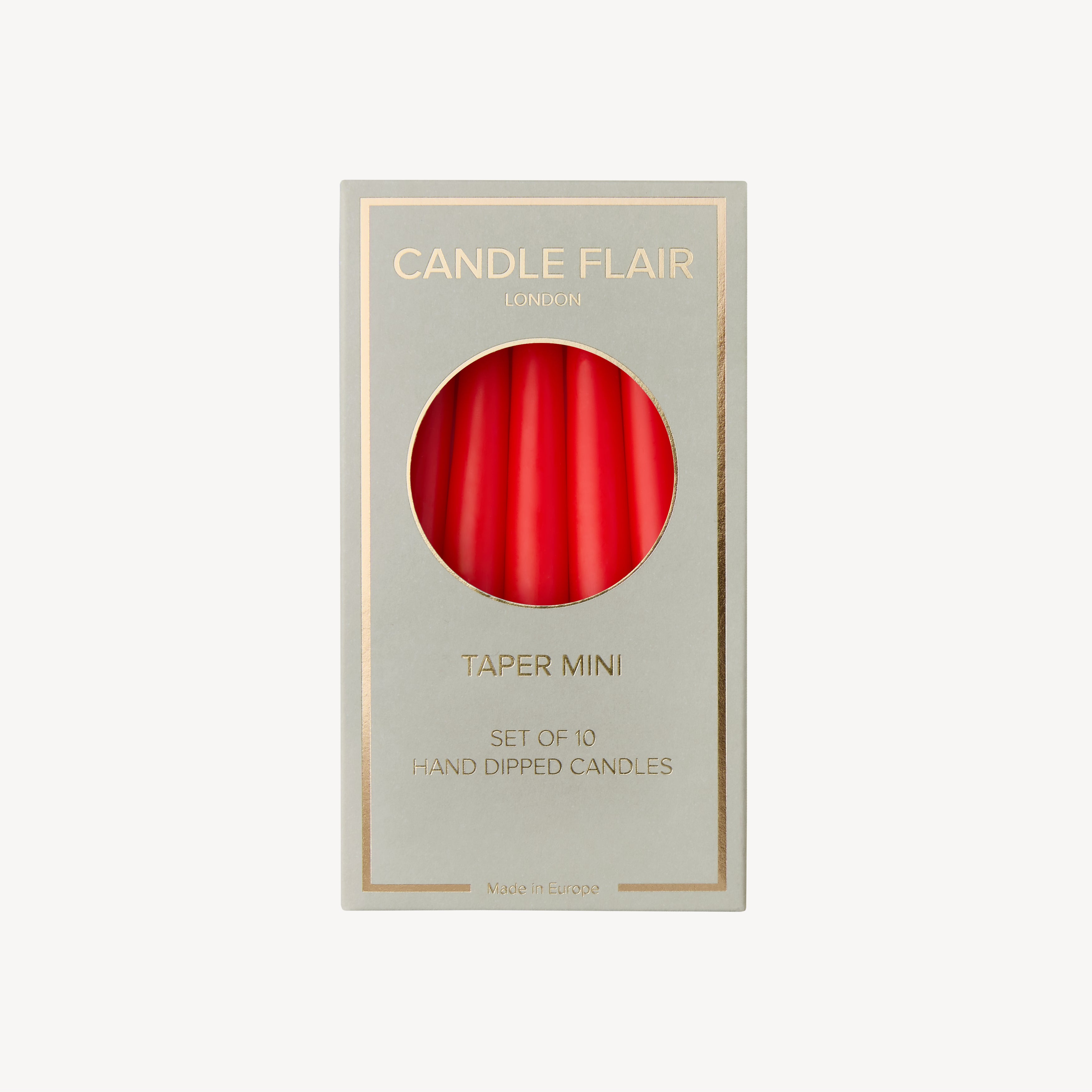Box of 10 Candles - Taper Mini - Ruby Red