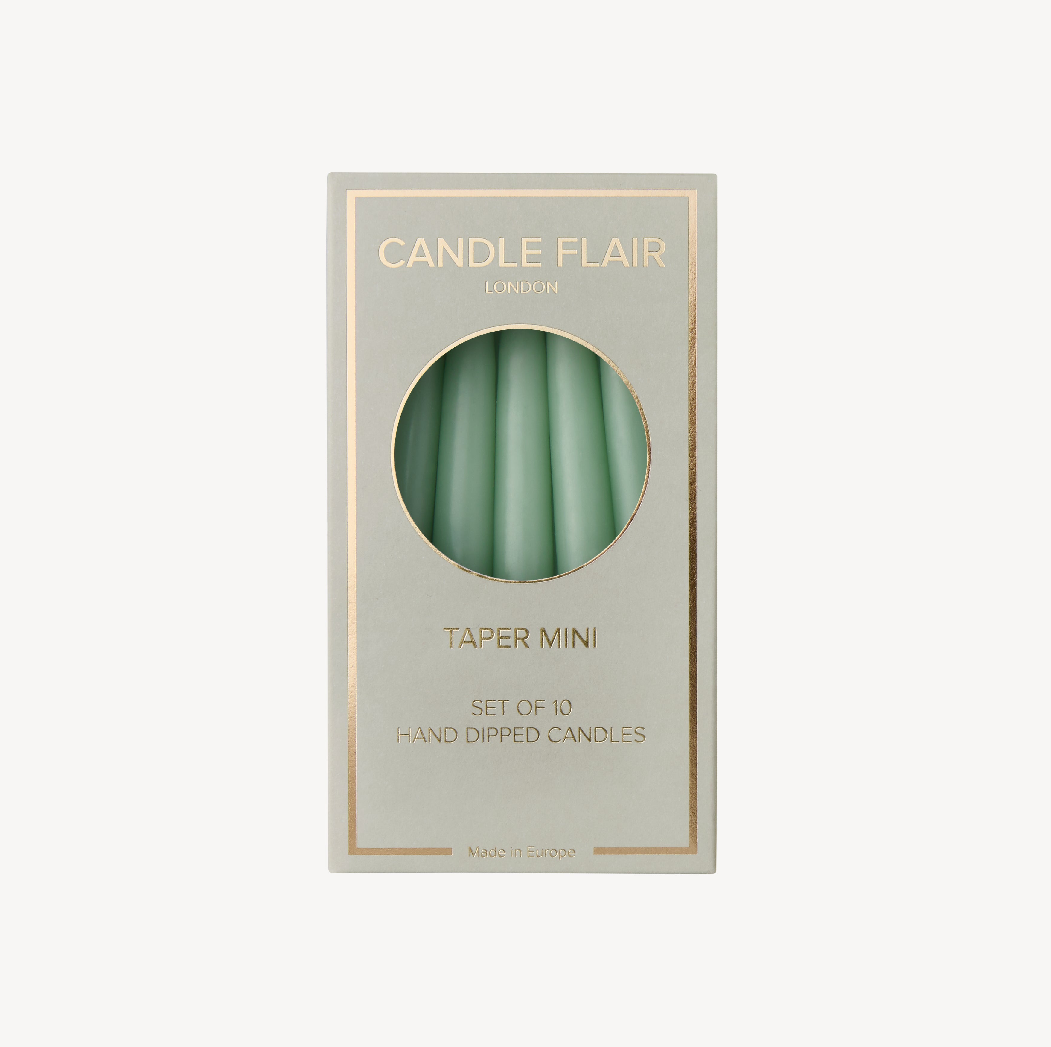 Box of 10 Candles - Taper Mini - Sage Green