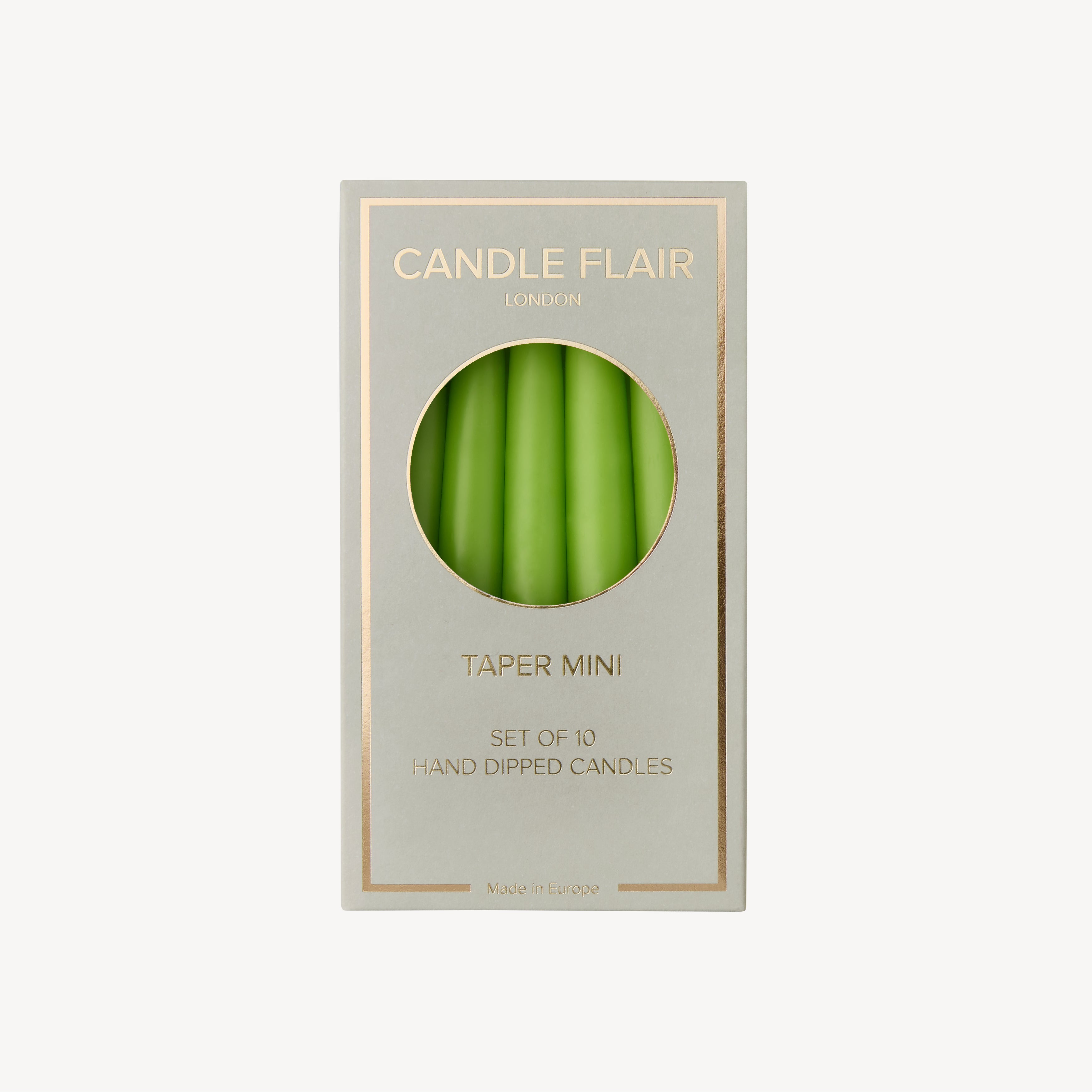 Box of 10 Candles - Taper Mini - Spring Green