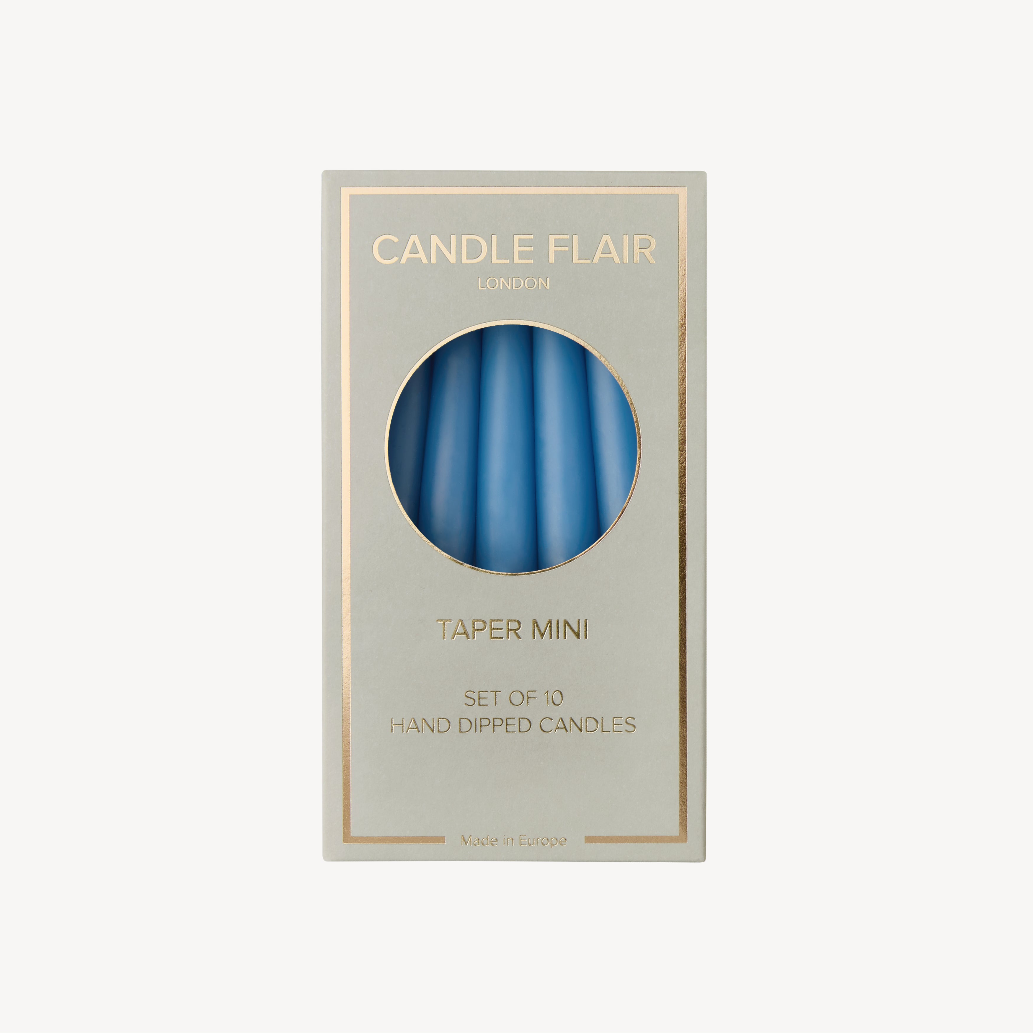 Box of 10 Candles - Taper Mini - Wedgewood Blue