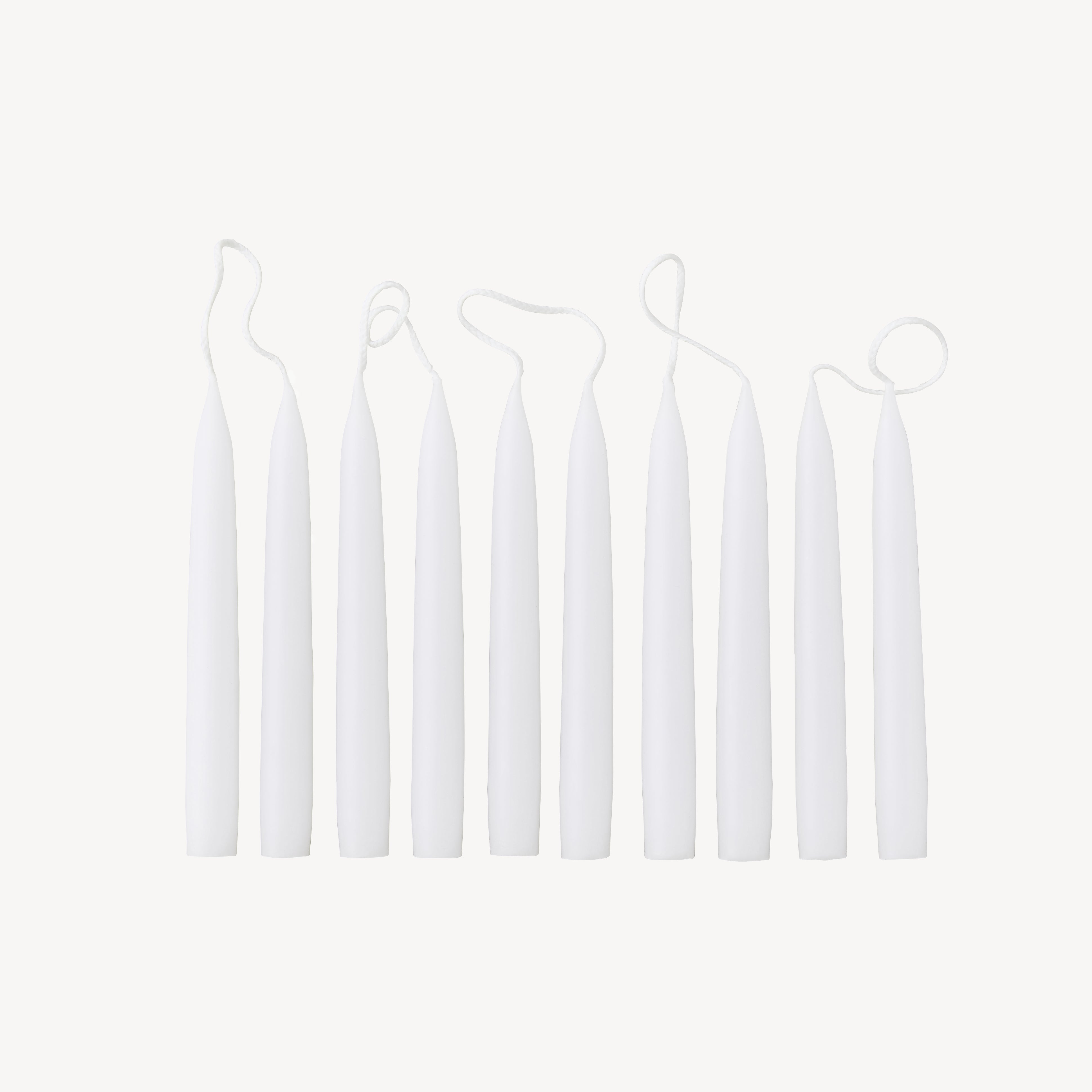 Box of 10 Candles - Taper Mini - White