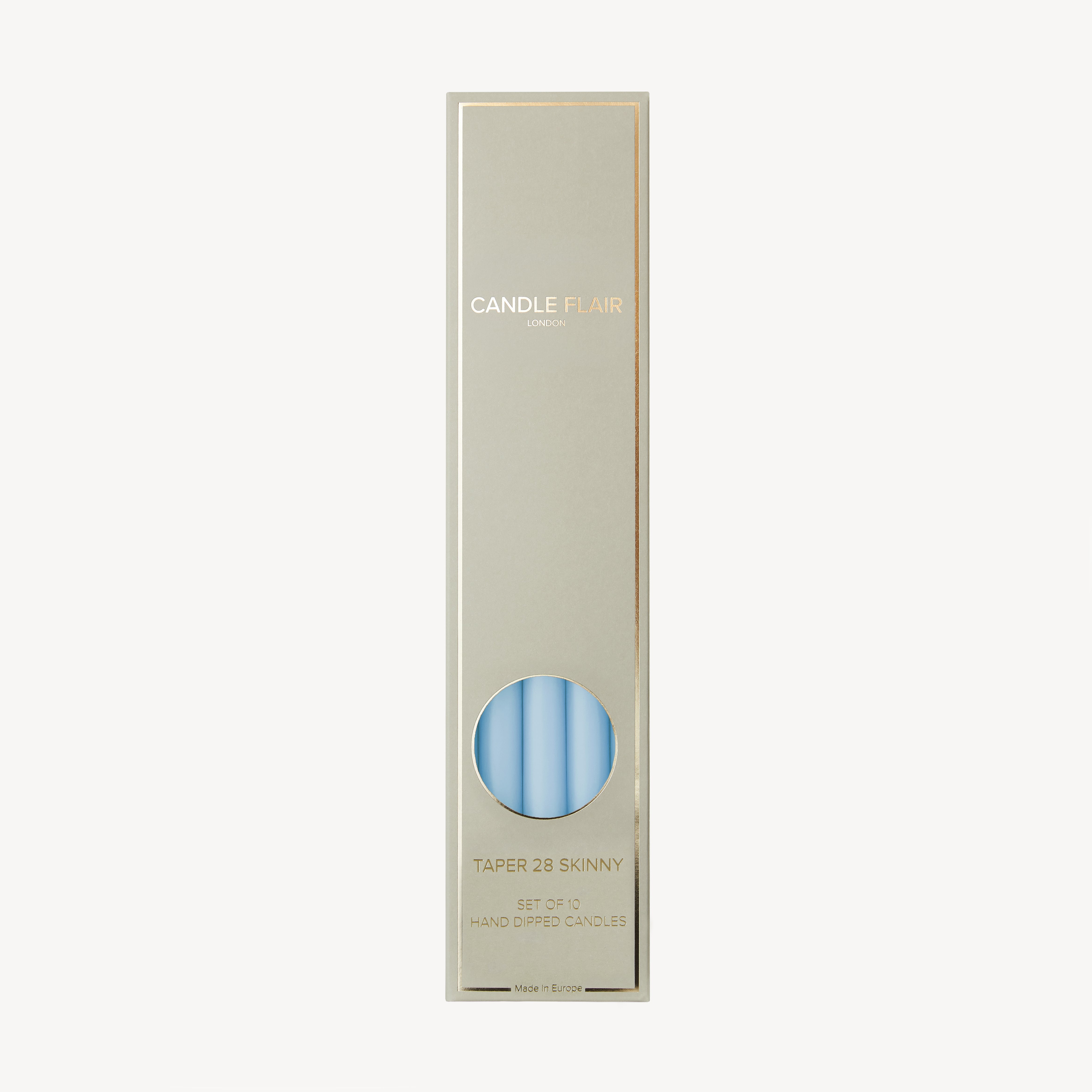 Box of 10 Candles - Taper 28 Skinny - Pale Blue