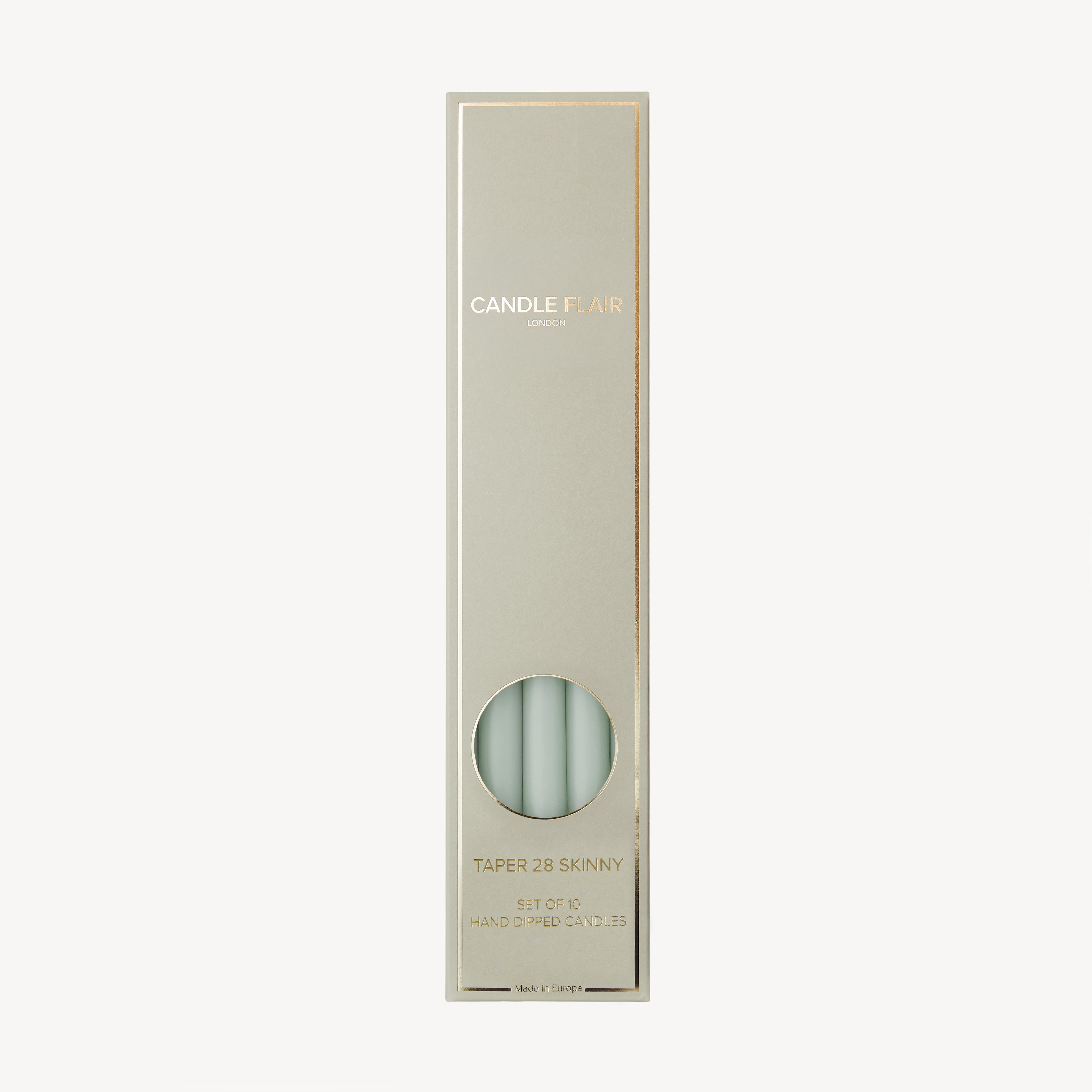 Box of 10 Candles - Taper 28 Skinny - Pale Green