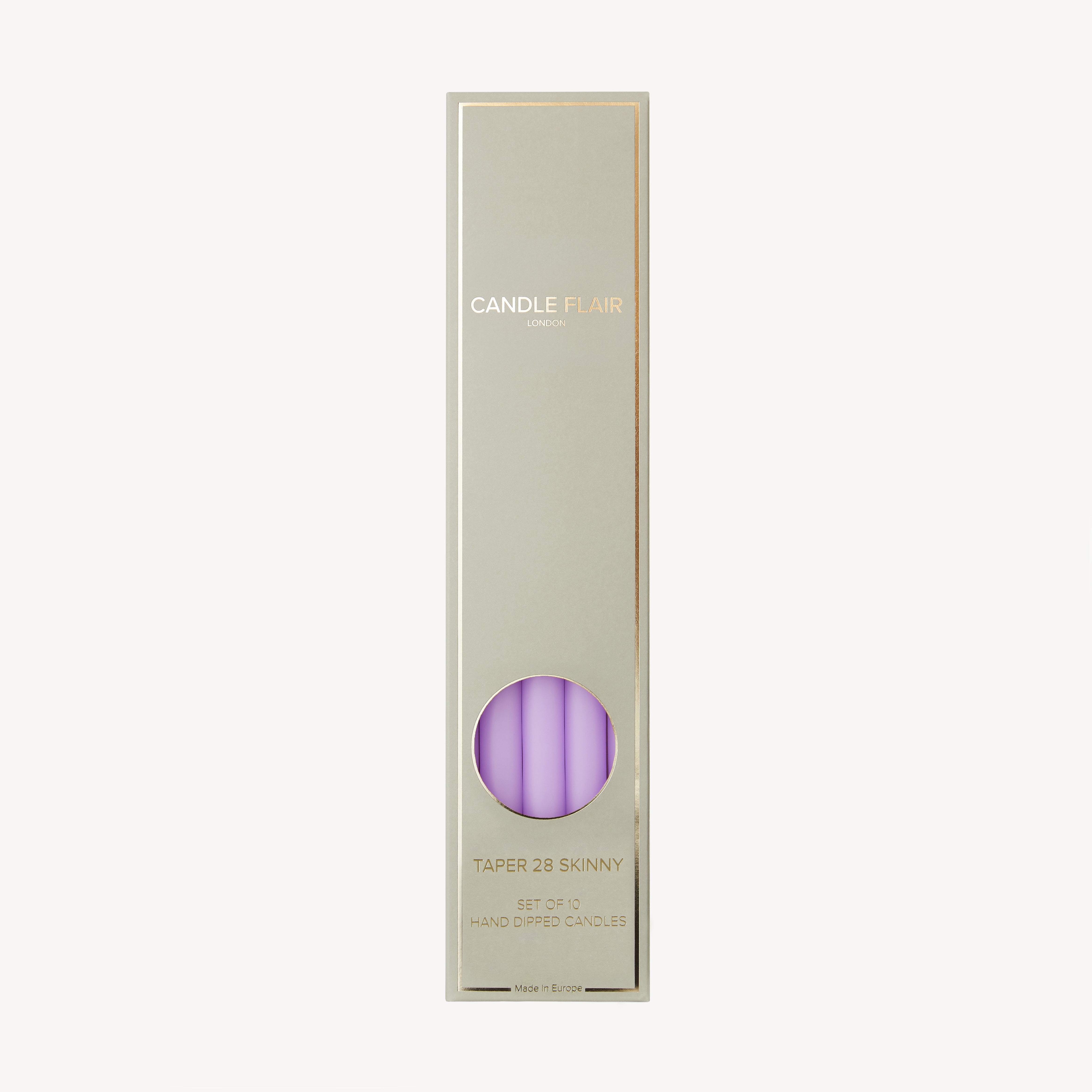 Box of 10 Candles - Taper 28 Skinny - Pastel Purple