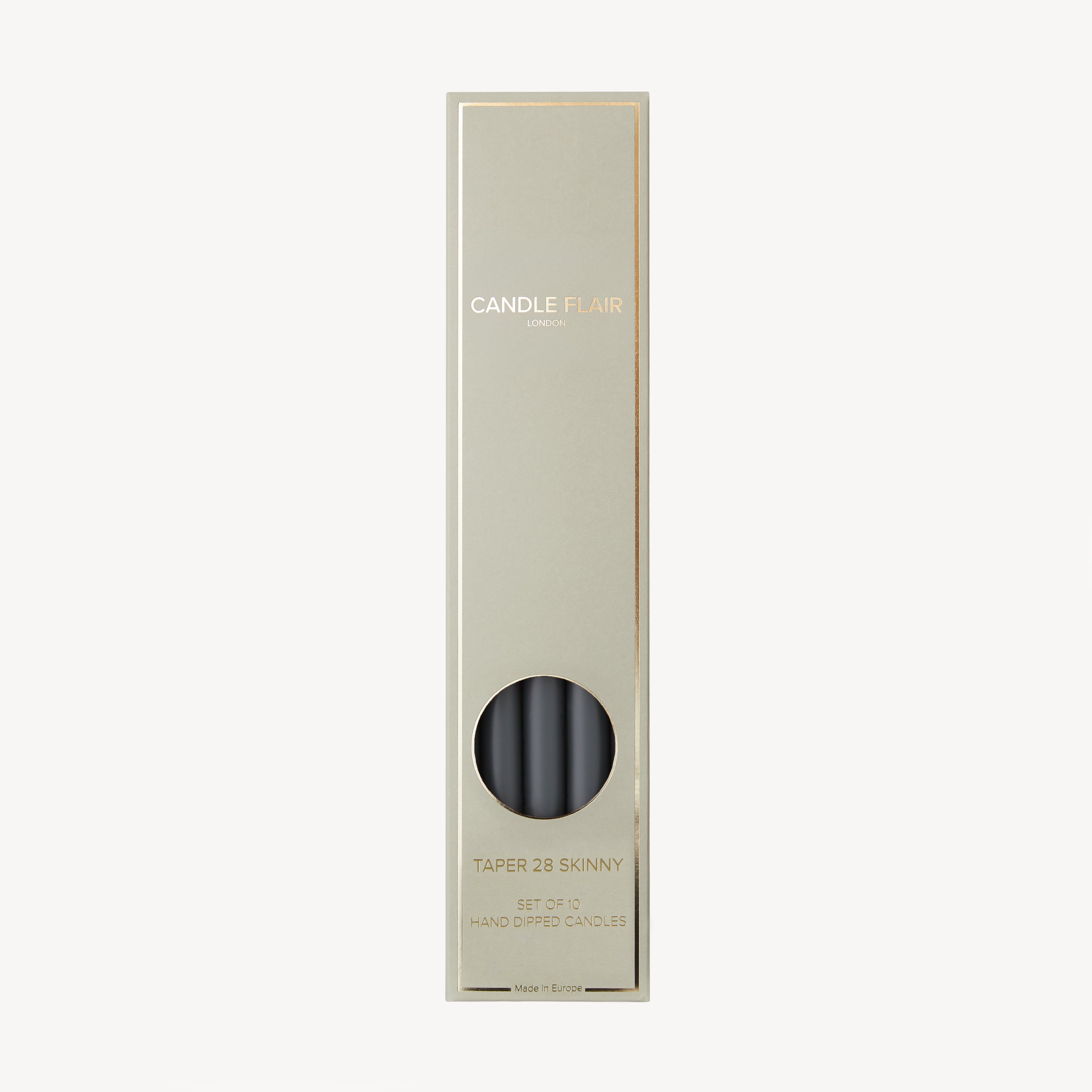Box of 10 Candles - Taper 28 Skinny - Slate Grey