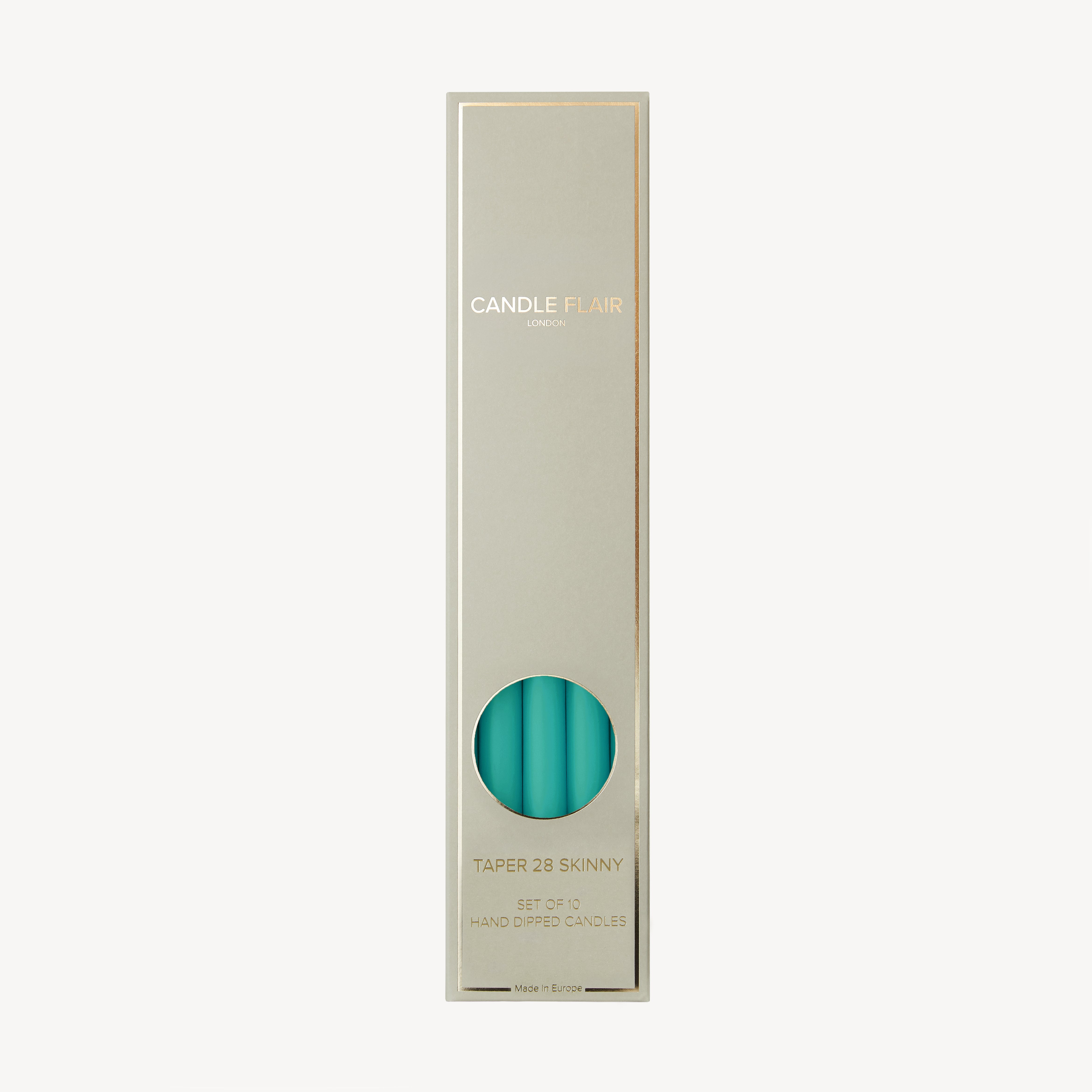 Box of 10 Candles - Taper 28 Skinny - Turquoise